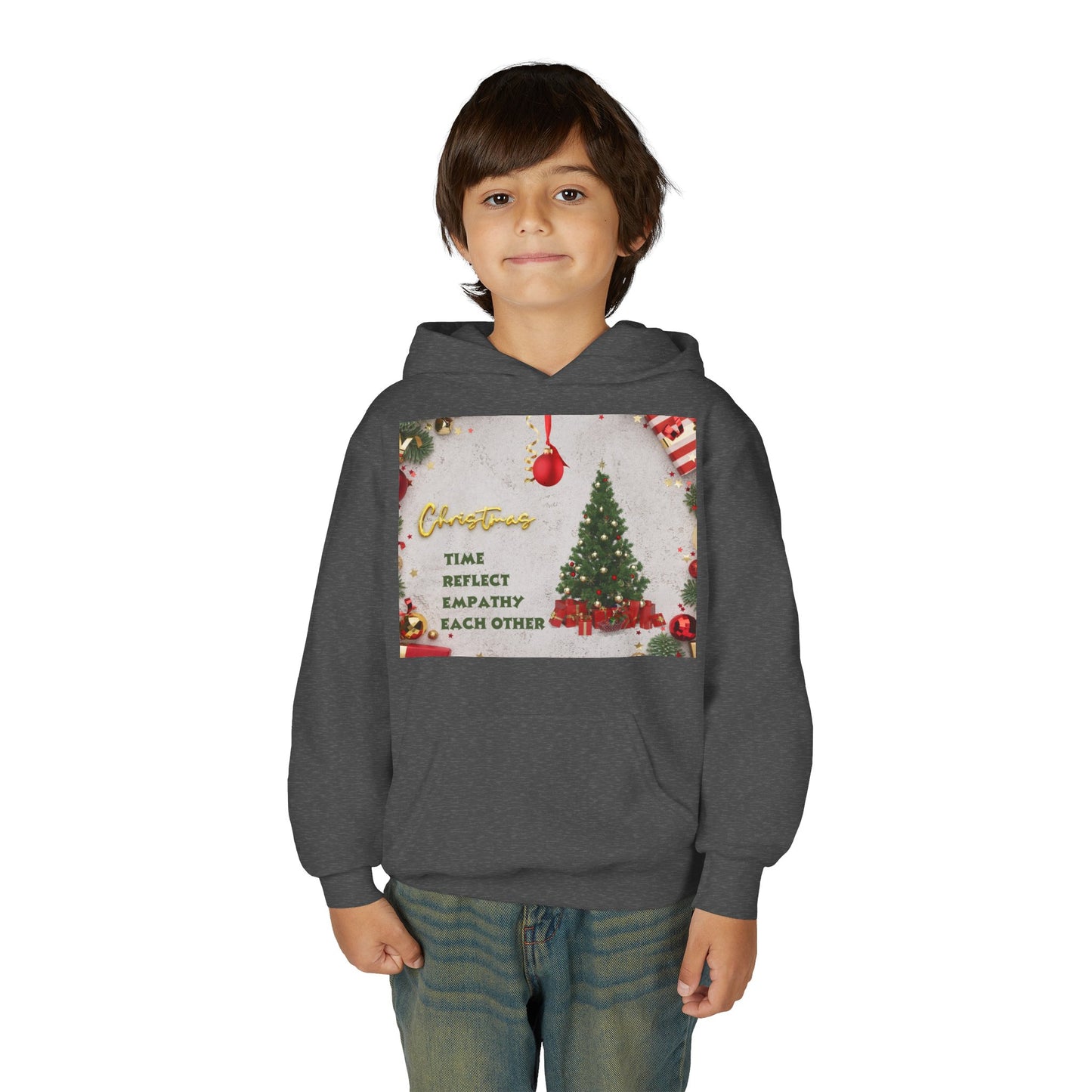 Youth Hooded Sweatshirt - Christmas Cheer, Cozy Holiday Gift, Festive Sweatshirt for Kids, Seasonal Wear, New Year Celebration
