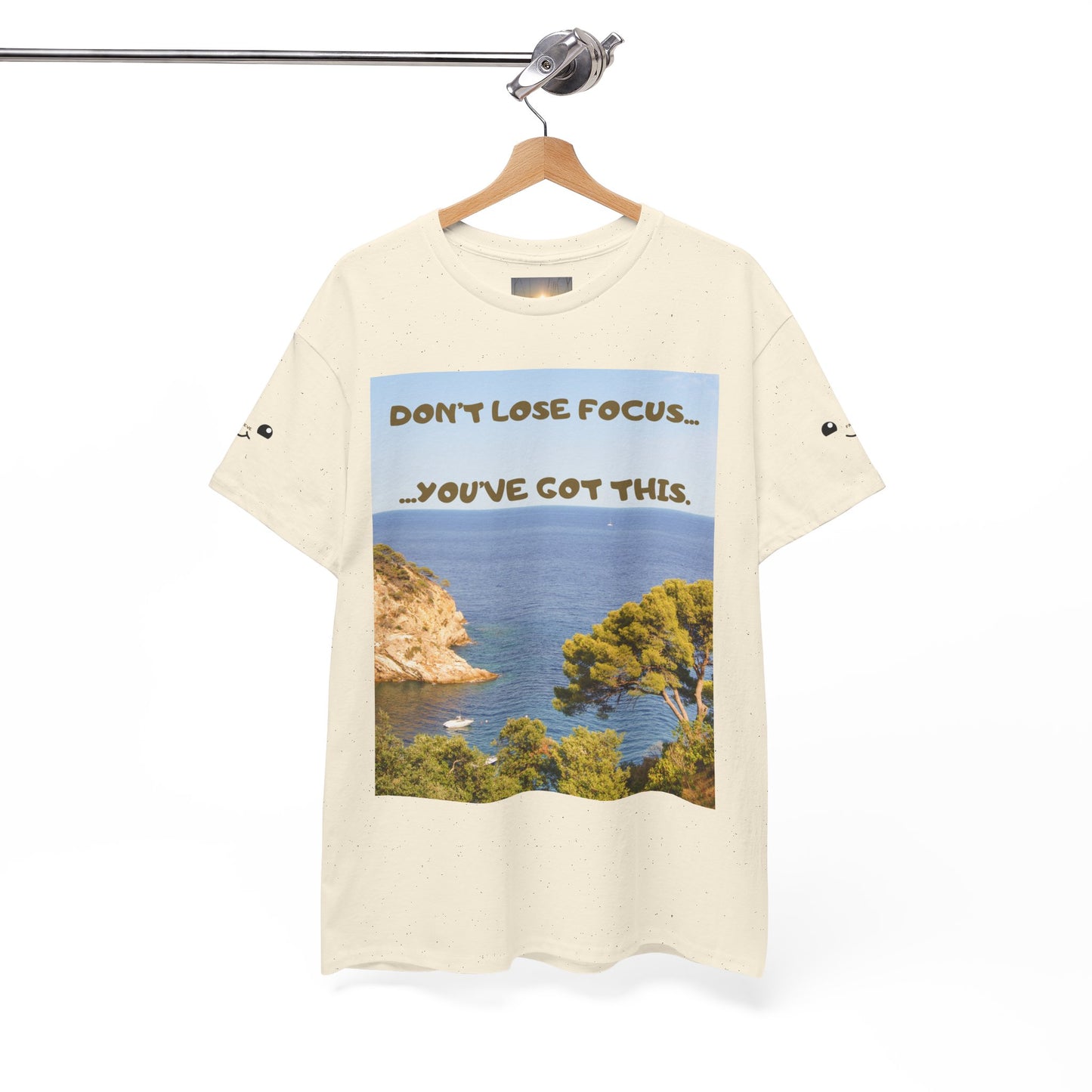 Motivational Tee — "Don't Lose Focus, You've Got This" Beach Graphic