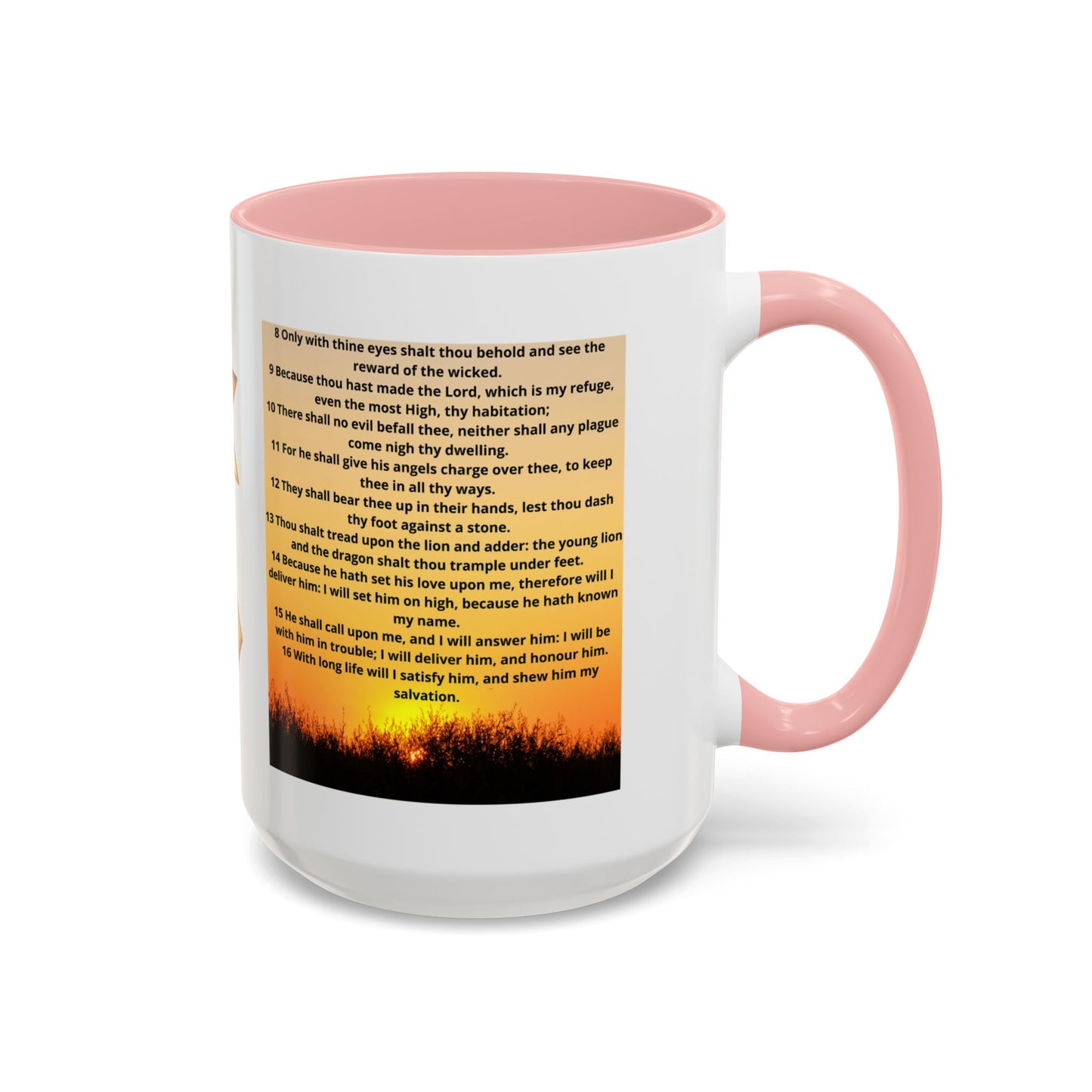 PSALM 91 Inspirational Lion Accent Coffee Mug | Motivational Gift, Scripture Mug, Unique Home Decor, Faith-Based Coffee Cup, Lion Design