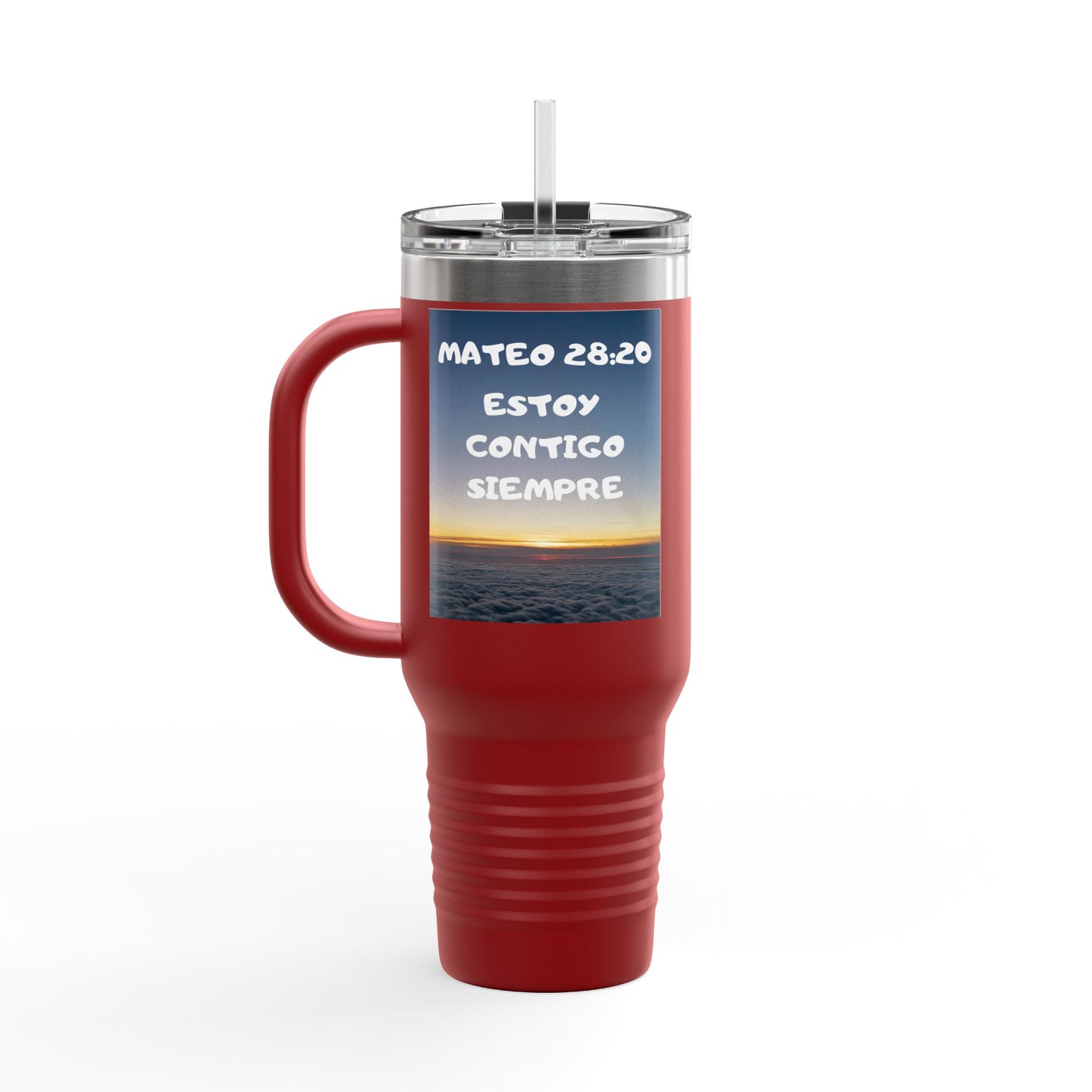 40oz Insulated Travel Mug — Airplane Sunset Design with "Amen" & Jeremiah 29:11 Verse