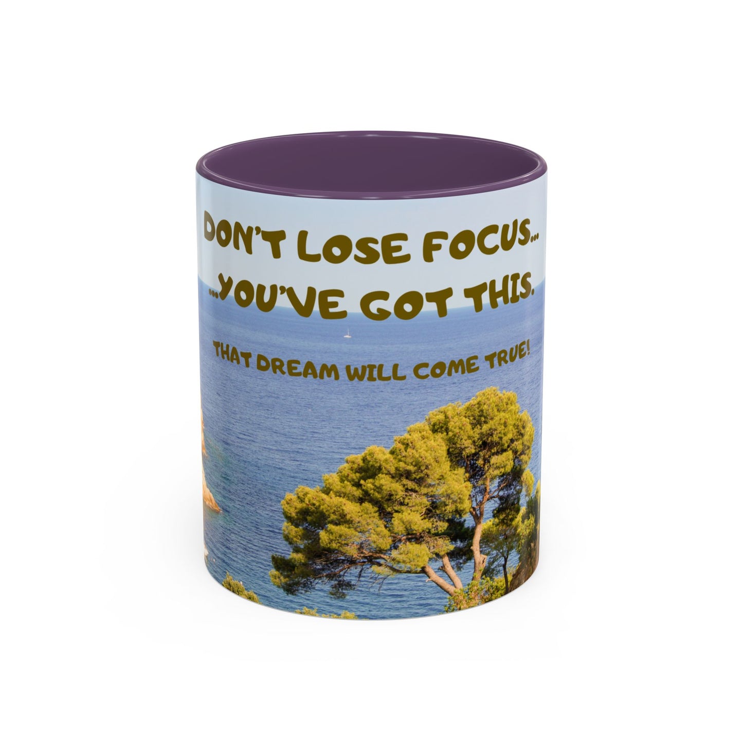 Inspirational Coastal Coffee Mug - "Don't Lose Focus... You've Got This" Accent Mug
