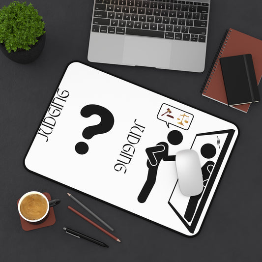 Judgment-Free Zone Desk Mat | Fun Office Decor, Workspace Organizers, Unique Gifts, Humor, Motivational Mat
