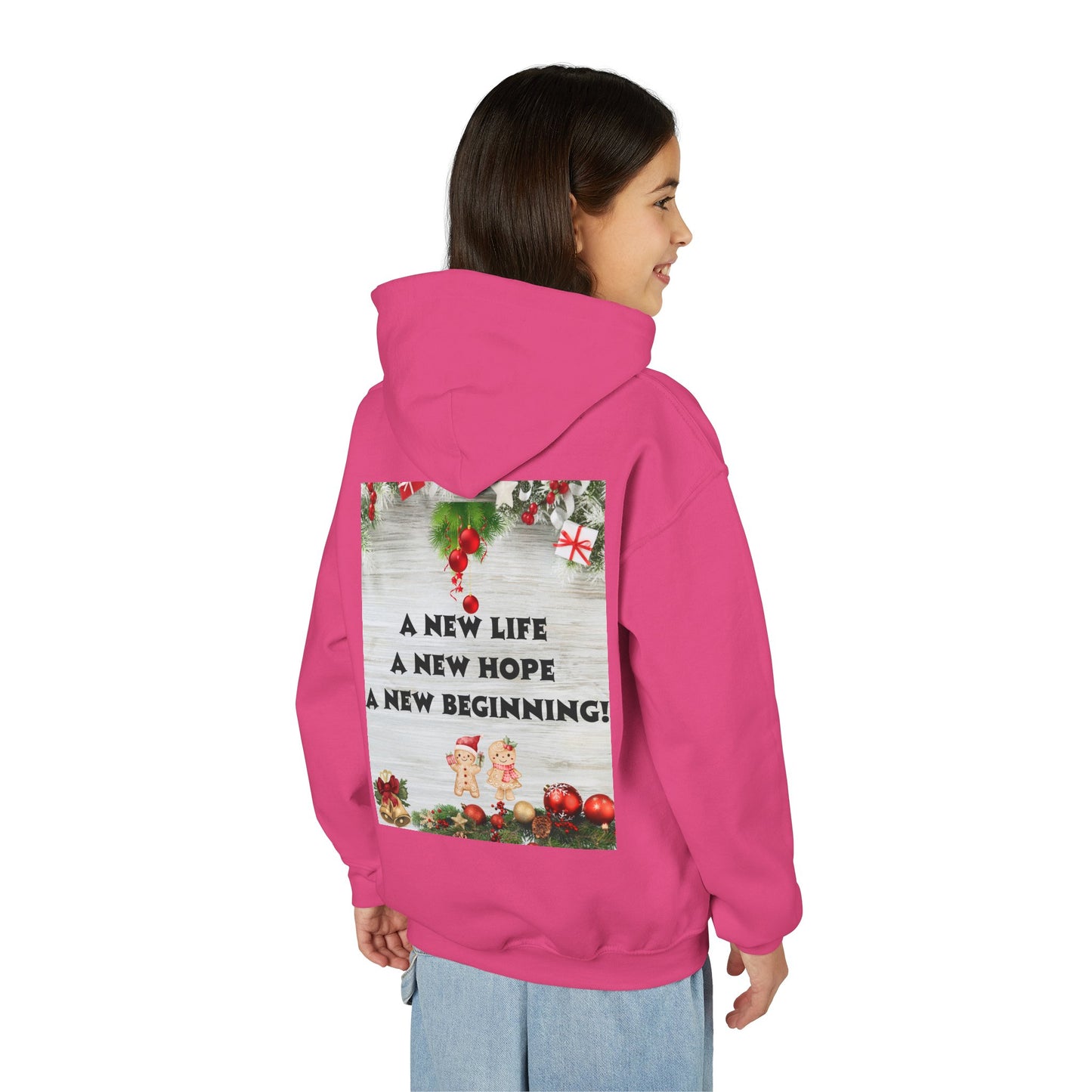 Youth Hooded Sweatshirt - Christmas Cheer, Cozy Holiday Gift, Festive Sweatshirt for Kids, Seasonal Wear, New Year Celebration