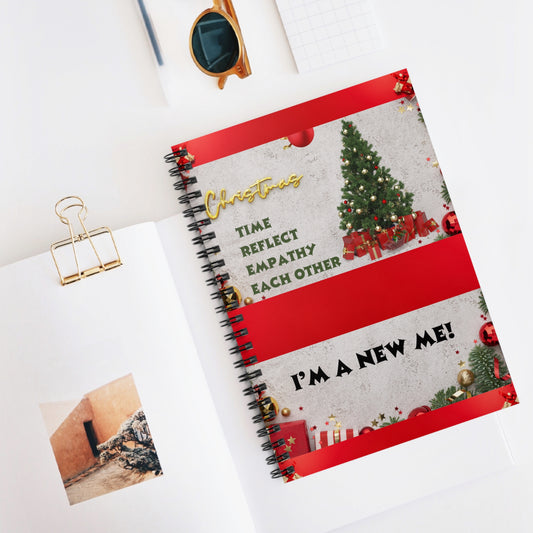 Festive Spiral Notebook for Reflection and Empathy, Holiday Journal, Christmas Gift, Personalized Diary, Inspirational Writing