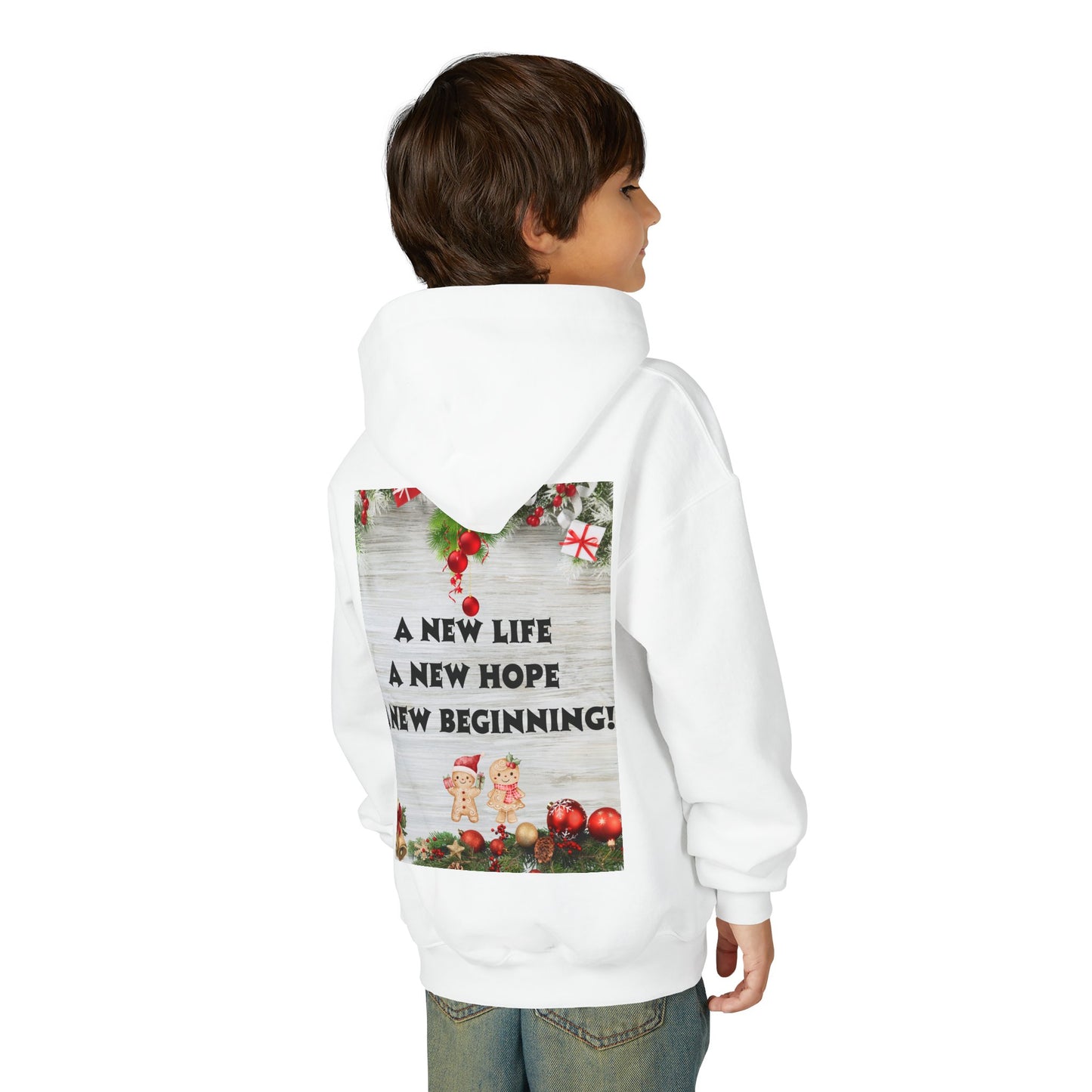 Youth Hooded Sweatshirt - Christmas Cheer, Cozy Holiday Gift, Festive Sweatshirt for Kids, Seasonal Wear, New Year Celebration