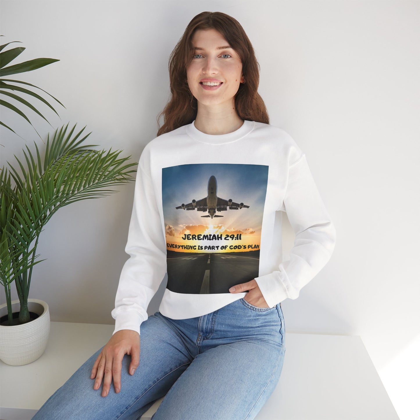"Jeremiah 29:11 / Matthew 28:20" Christian Crewneck Inspirational Bible Verse Sweatshirt