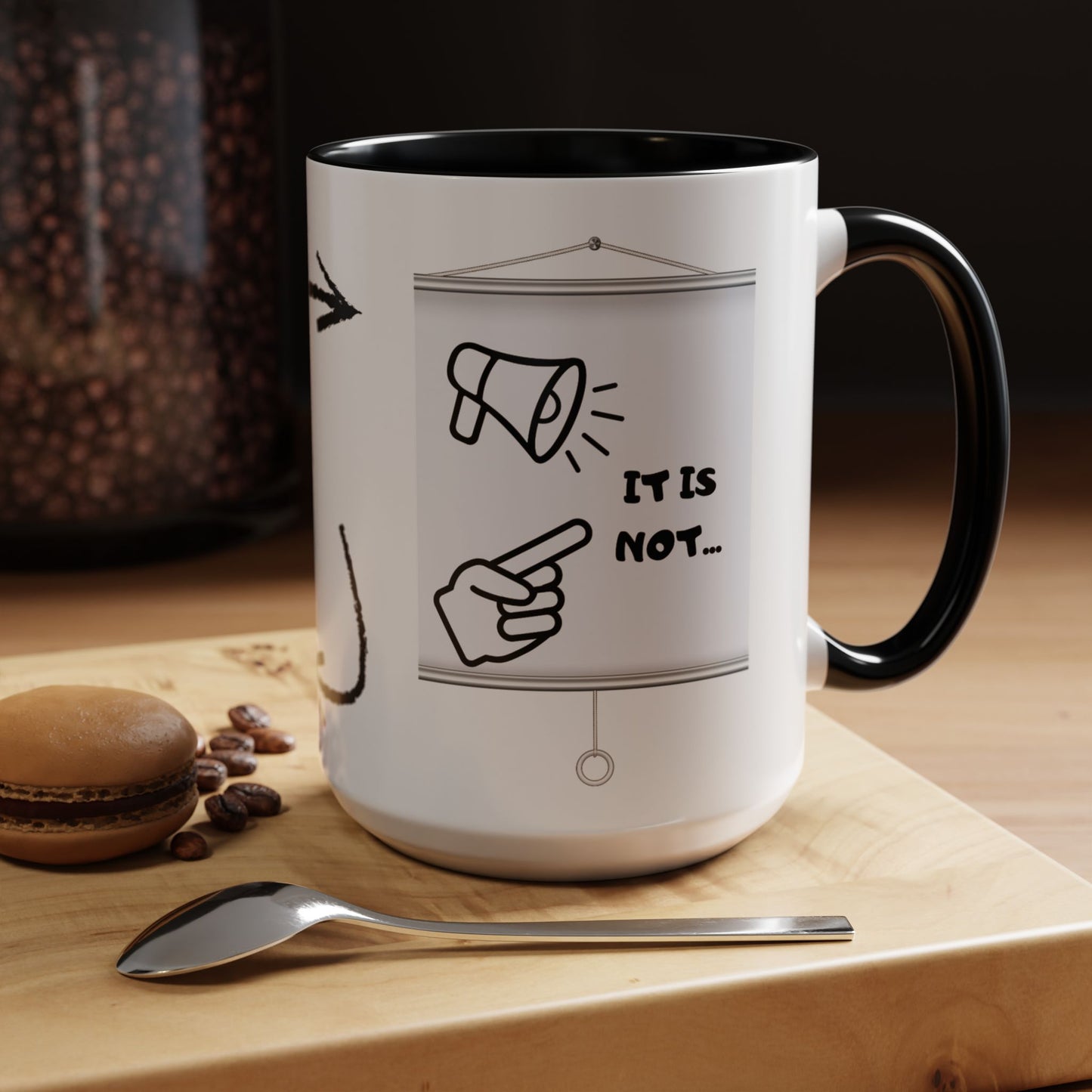 Accent Coffee Mug — Funny 'It Is Not your Fault' Doodle Cartoon Mug (11/15oz)