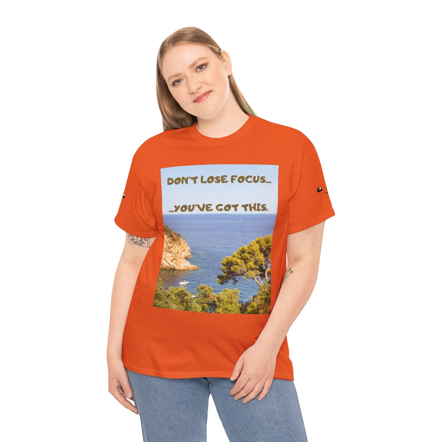 Motivational Tee — "Don't Lose Focus, You've Got This" Beach Graphic