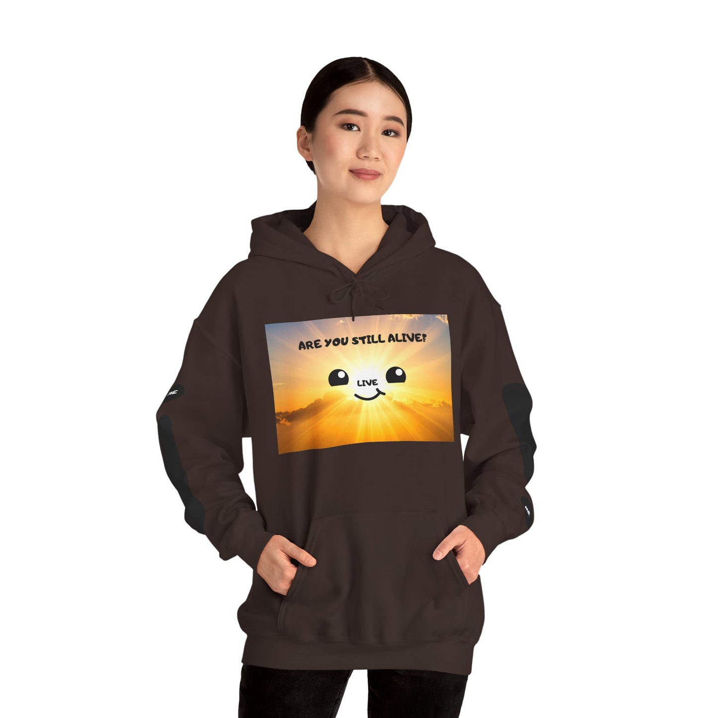 Smile Face Hoodie — "Are You Still Alive?" Sunrise Graphic Hooded Sweatshirt