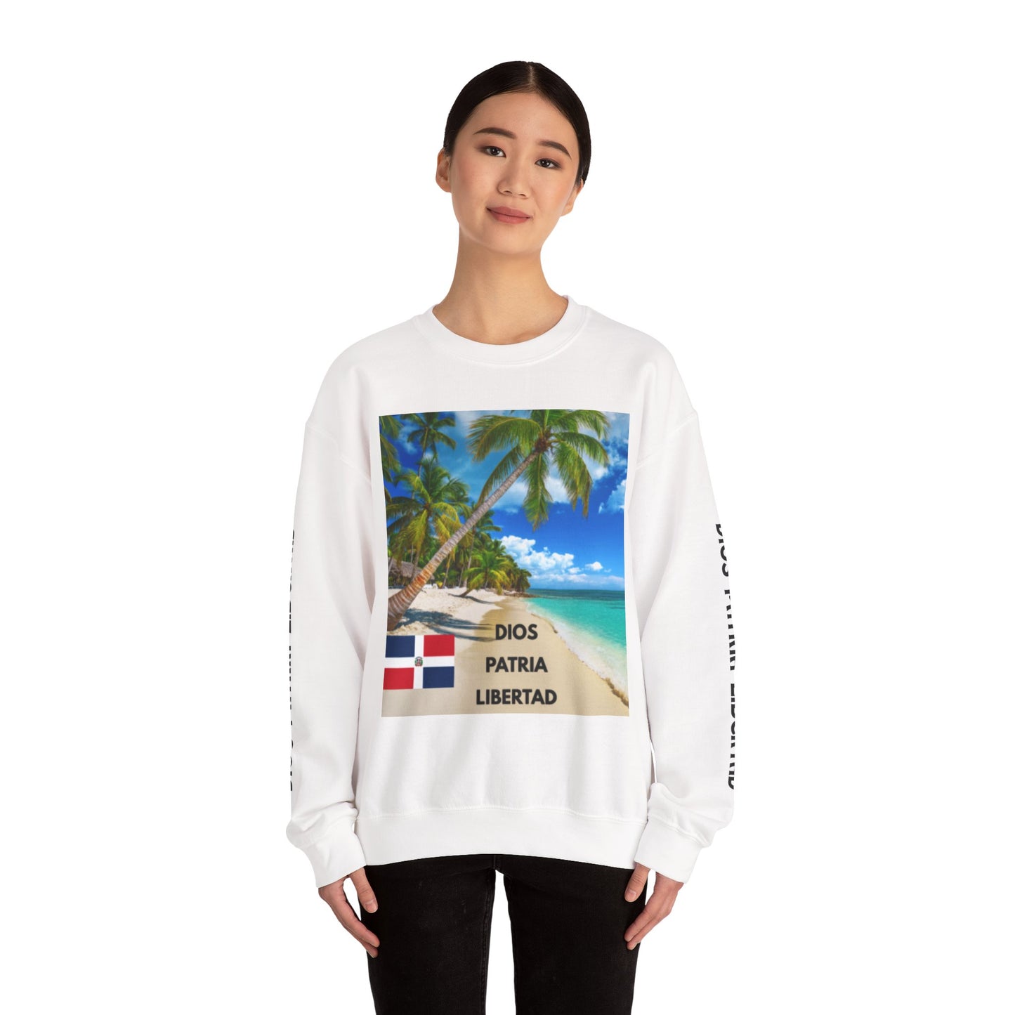 QUISQUEYA HERMOSA Tropical Paradise Sweatshirt - Dios Patria Libertad, Quisqueya Hermosa, Dominican Republic Gift, Beach Vibes, Unisex Crewneck