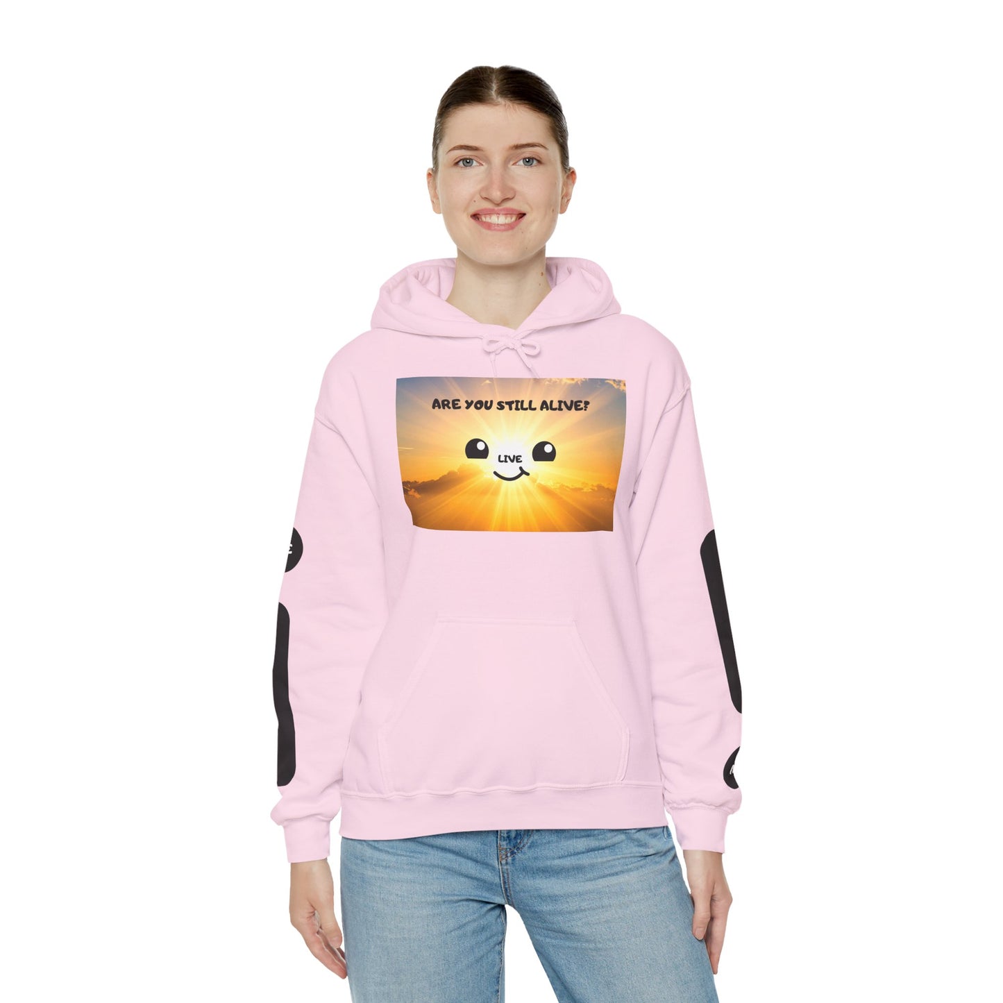 Smile Face Hoodie — "Are You Still Alive?" Sunrise Graphic Hooded Sweatshirt