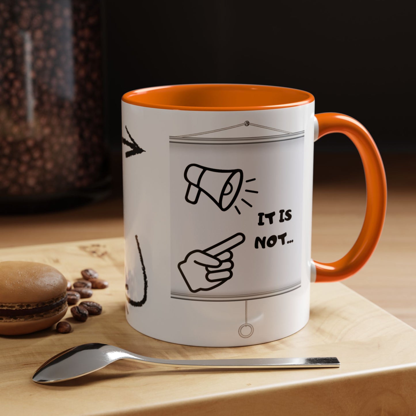 Accent Coffee Mug — Funny 'It Is Not your Fault' Doodle Cartoon Mug (11/15oz)