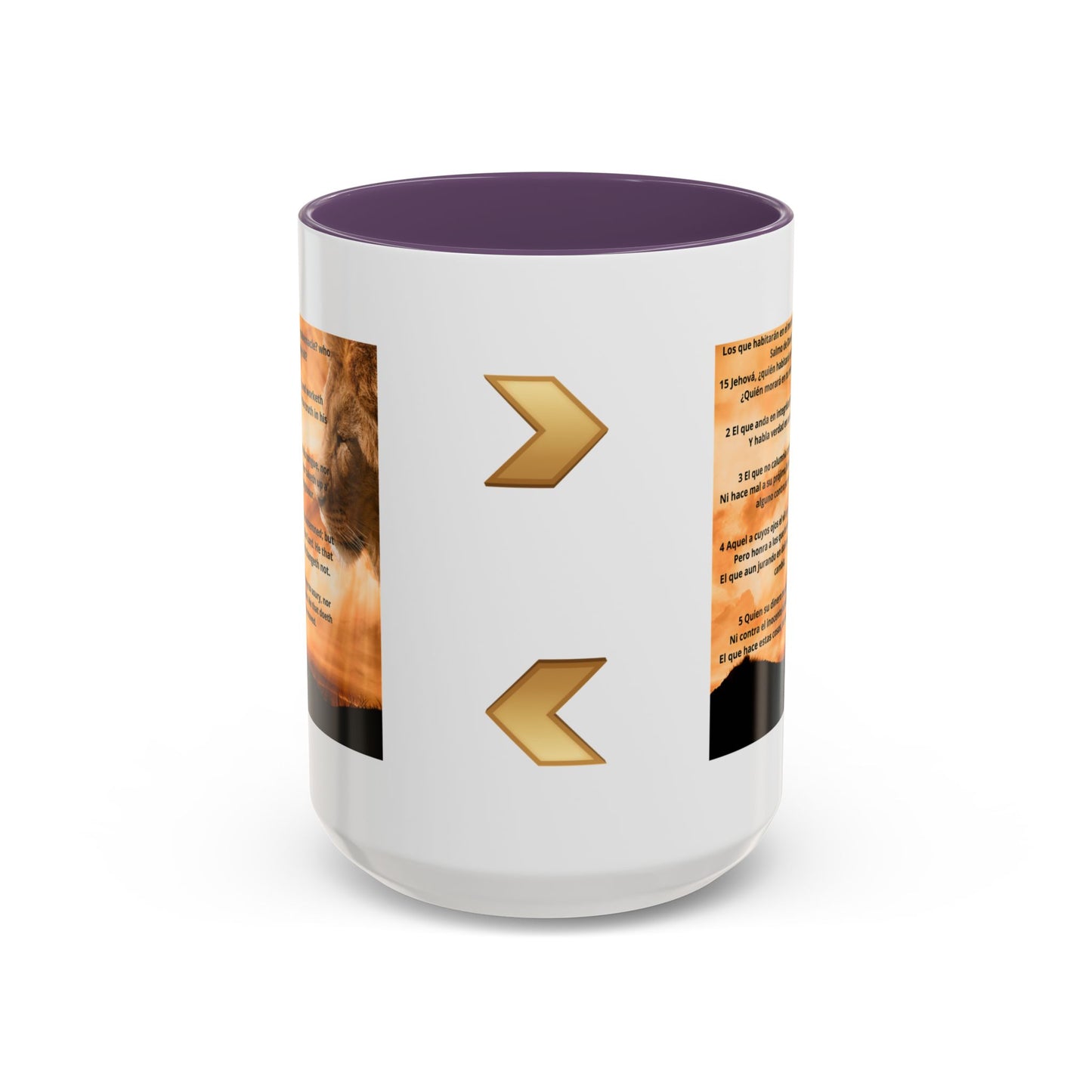 PSALM 15 ENG / SPA Inspirational Lion Accent Coffee Mug | Faith Mug, Motivational Gift, Nature Lover's Cup, Home Decor, Office Drinkware