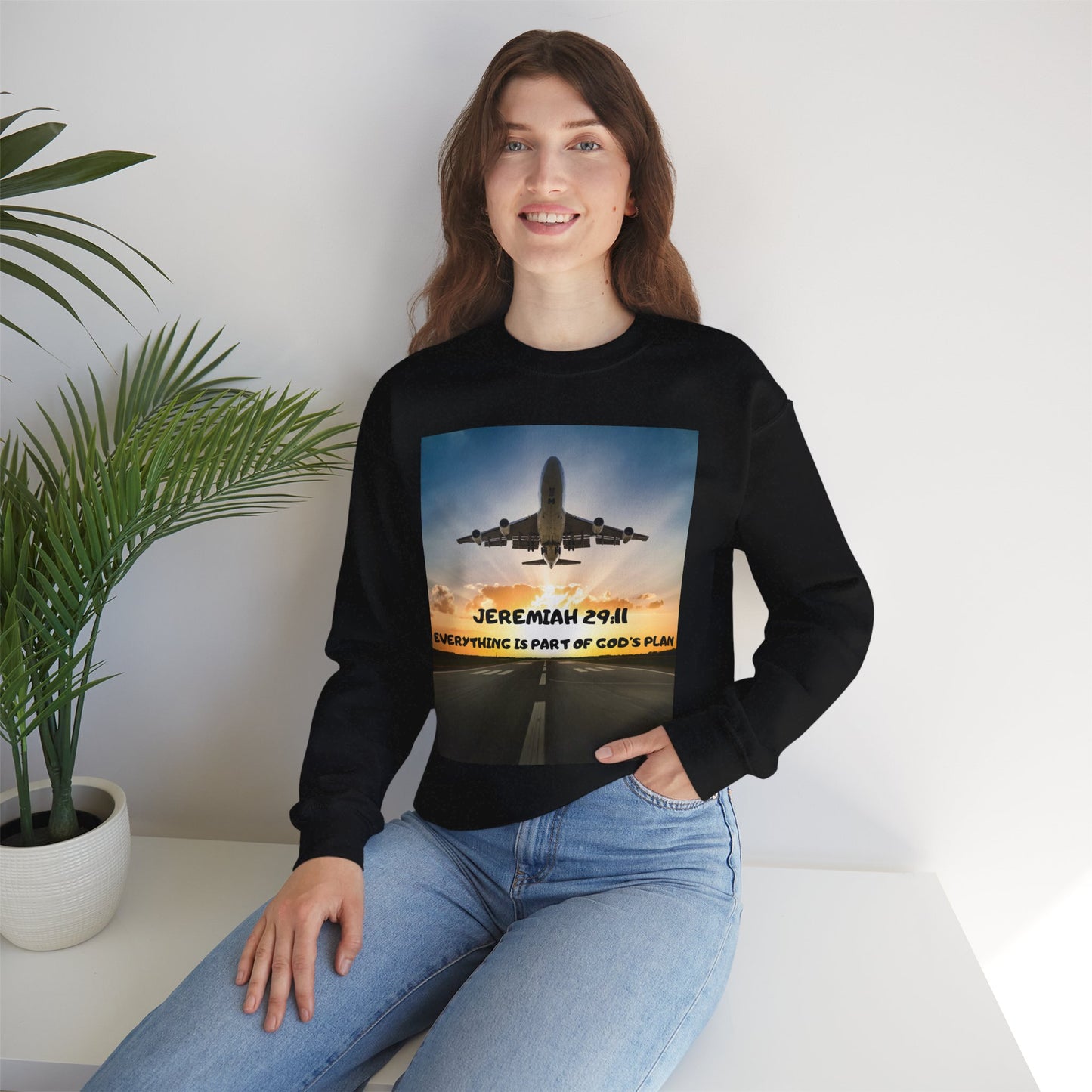 "Jeremiah 29:11 / Matthew 28:20" Christian Crewneck Inspirational Bible Verse Sweatshirt