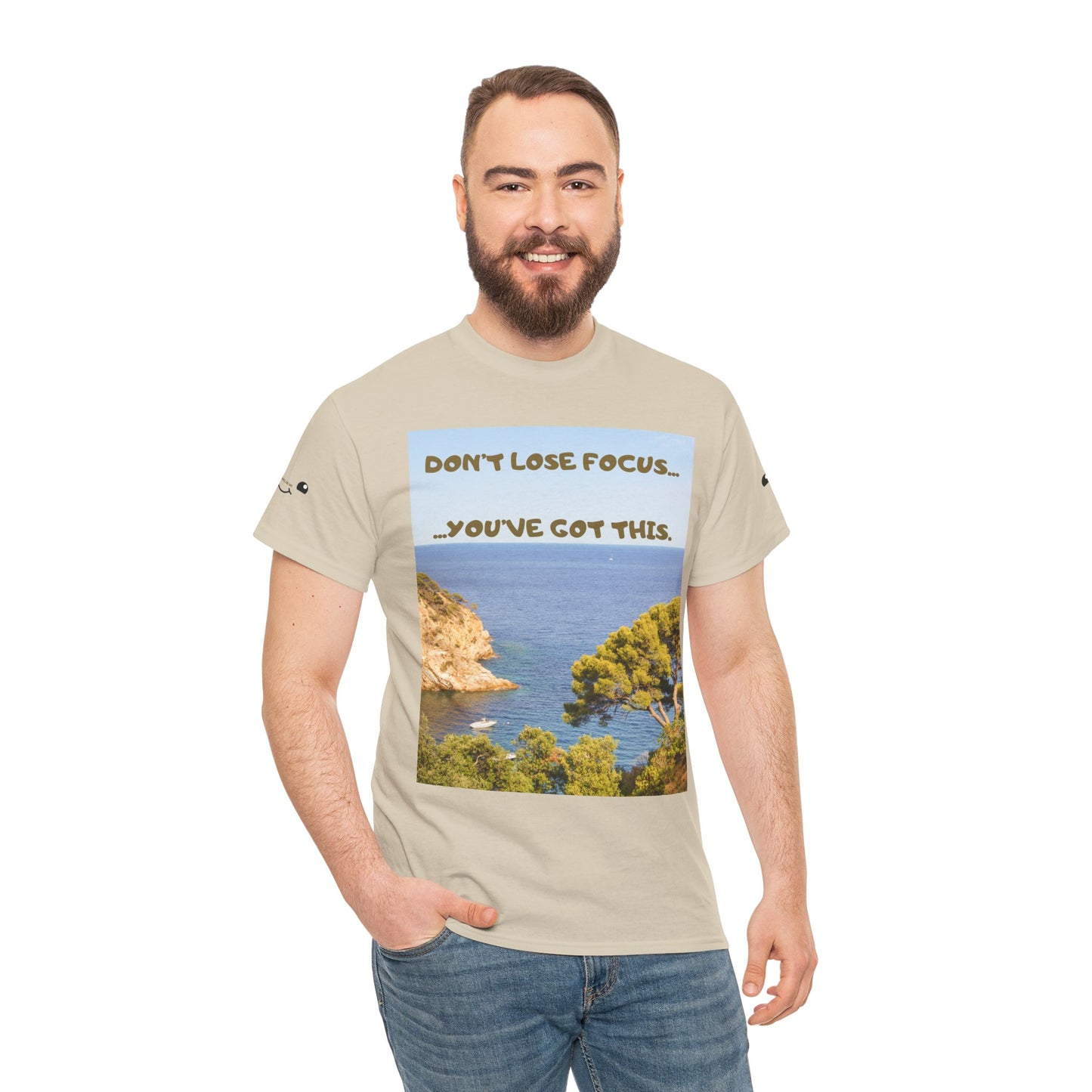 Motivational Tee — "Don't Lose Focus, You've Got This" Beach Graphic