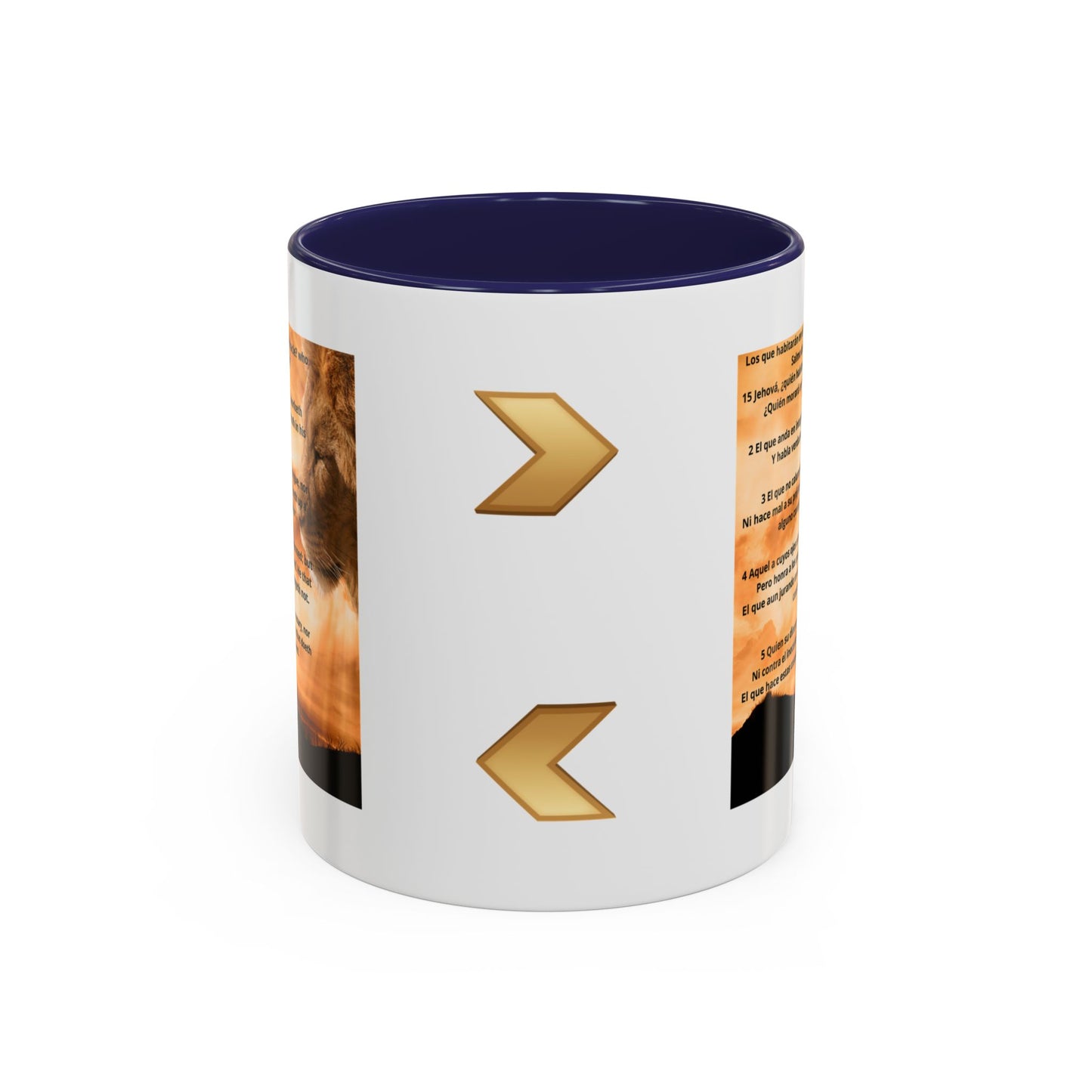 PSALM 15 ENG / SPA Inspirational Lion Accent Coffee Mug | Faith Mug, Motivational Gift, Nature Lover's Cup, Home Decor, Office Drinkware