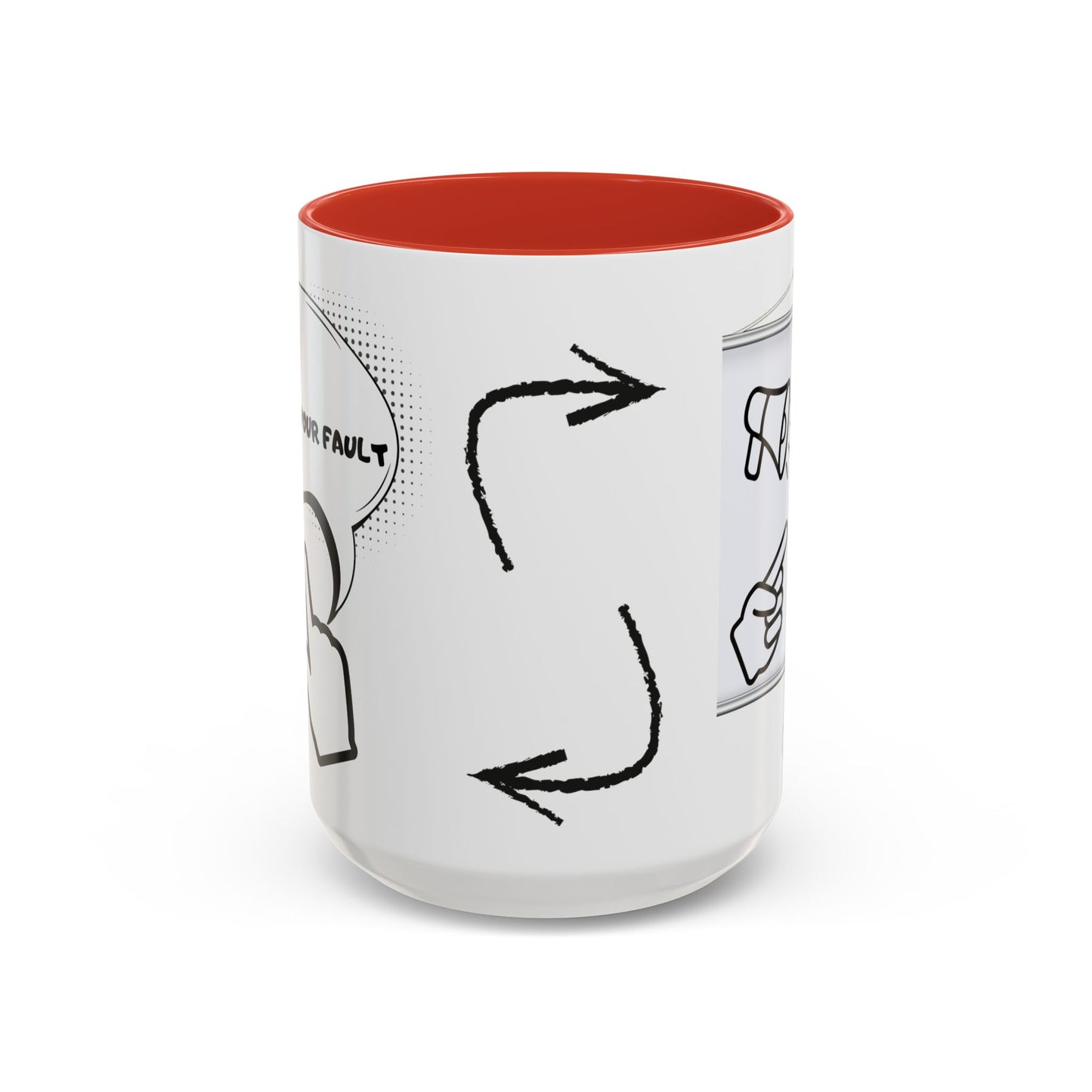 Accent Coffee Mug — Funny 'It Is Not your Fault' Doodle Cartoon Mug (11/15oz)