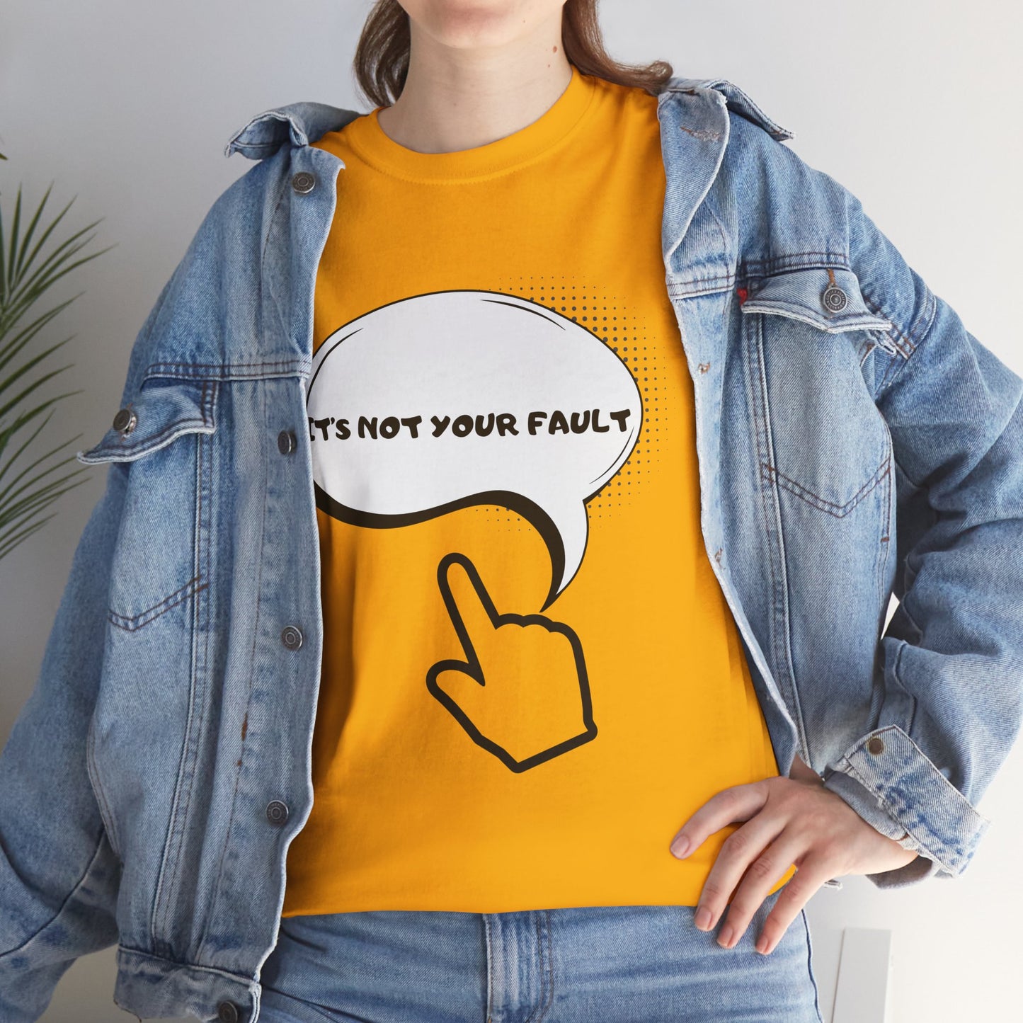 Graphic Tee — "It's Not Your Fault" Comic-Style Pointing Design