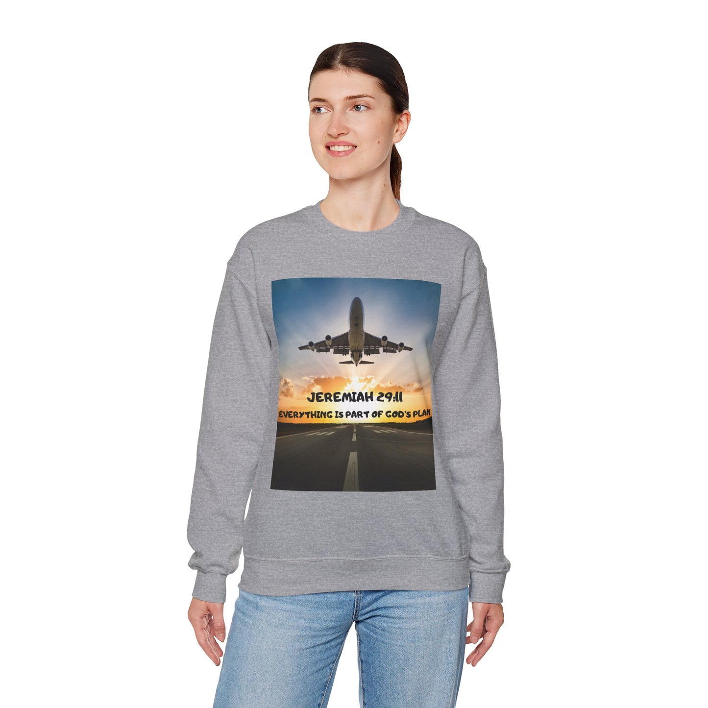 "Jeremiah 29:11 / Matthew 28:20" Christian Crewneck Inspirational Bible Verse Sweatshirt