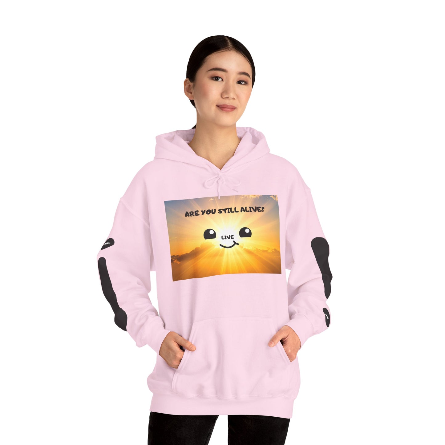 Smile Face Hoodie — "Are You Still Alive?" Sunrise Graphic Hooded Sweatshirt