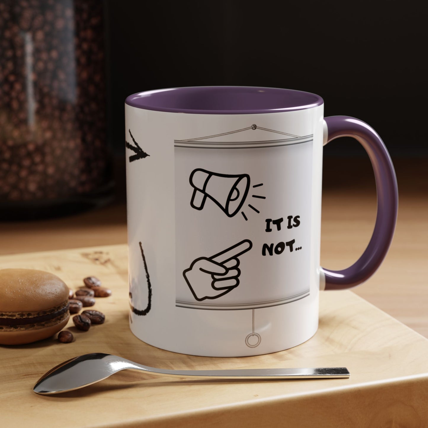 Accent Coffee Mug — Funny 'It Is Not your Fault' Doodle Cartoon Mug (11/15oz)
