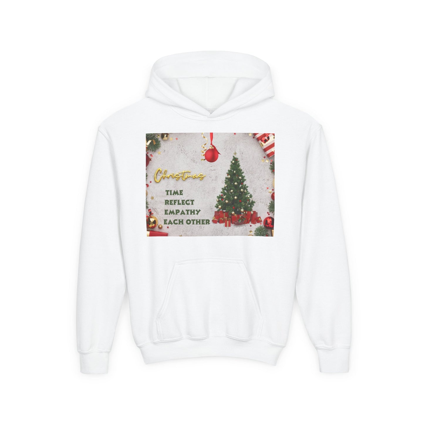 Youth Hooded Sweatshirt - Christmas Cheer, Cozy Holiday Gift, Festive Sweatshirt for Kids, Seasonal Wear, New Year Celebration