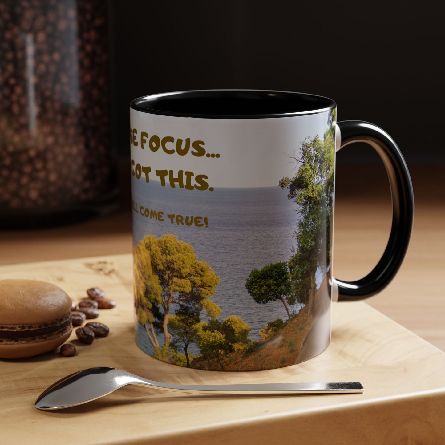 Inspirational Coastal Coffee Mug - "Don't Lose Focus... You've Got This" Accent Mug