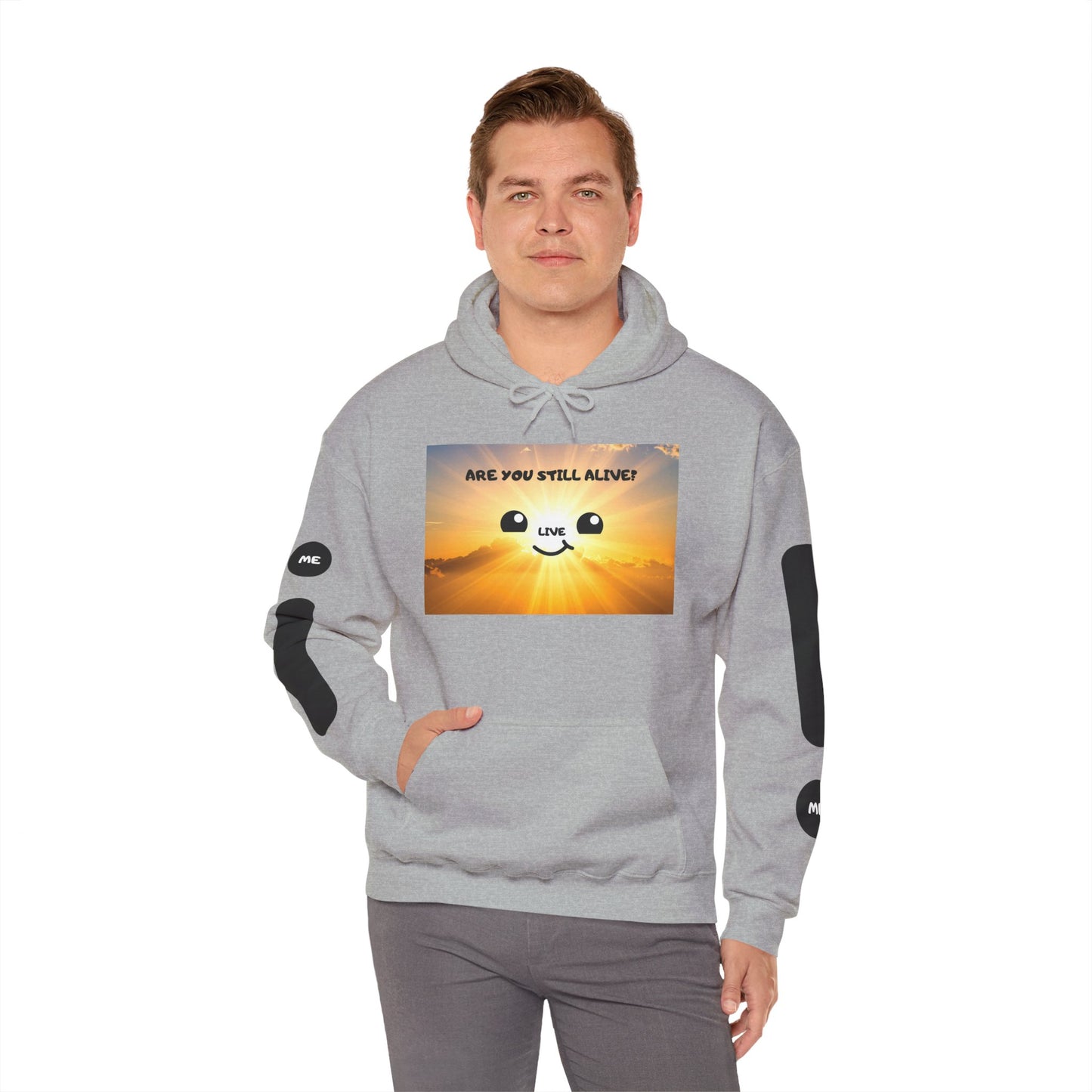 Smile Face Hoodie — "Are You Still Alive?" Sunrise Graphic Hooded Sweatshirt