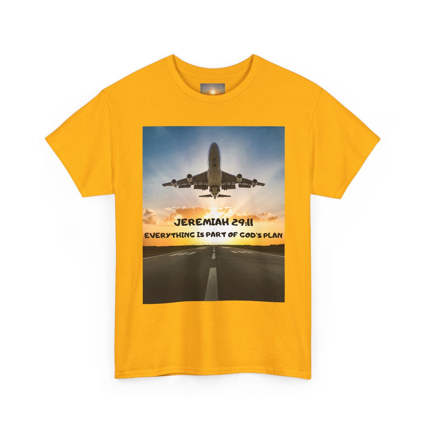 Faith Travel T‑Shirt — “Jeremiah 29:11 / Matthew 28:20” Inspirational Plane Tee