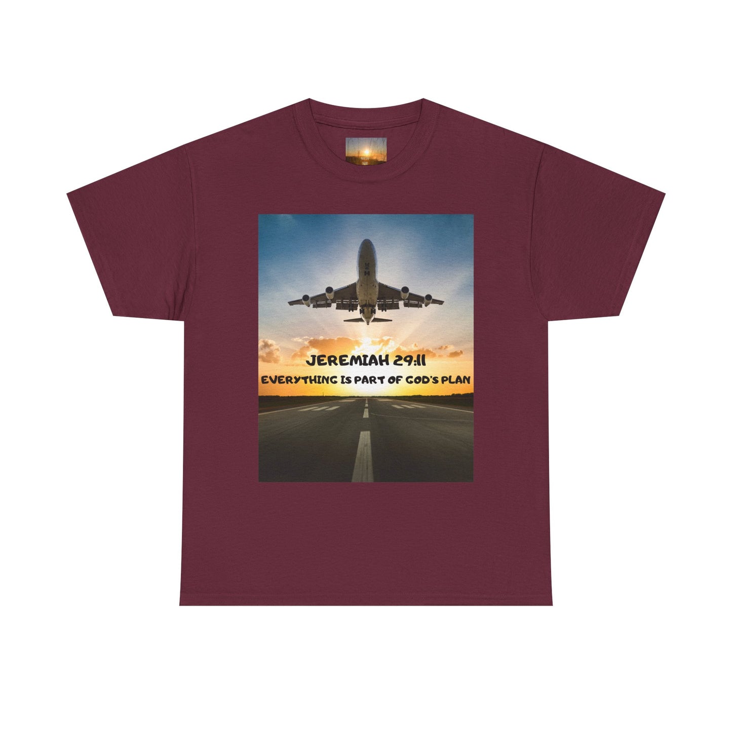 Faith Travel T‑Shirt — “Jeremiah 29:11 / Matthew 28:20” Inspirational Plane Tee