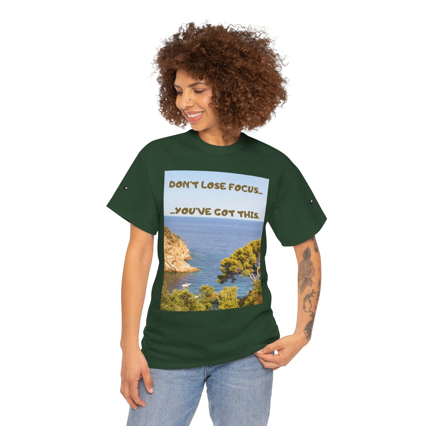 Motivational Tee — "Don't Lose Focus, You've Got This" Beach Graphic