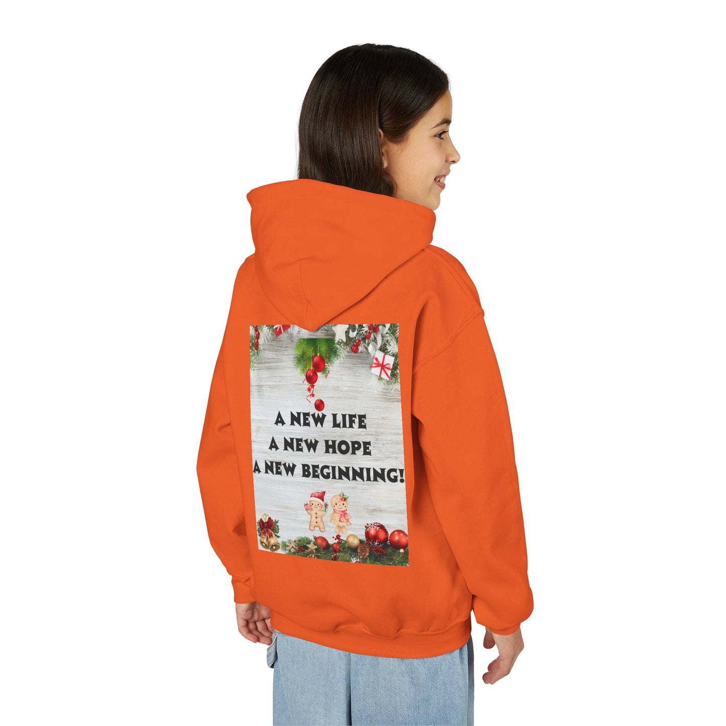Youth Hooded Sweatshirt - Christmas Cheer, Cozy Holiday Gift, Festive Sweatshirt for Kids, Seasonal Wear, New Year Celebration