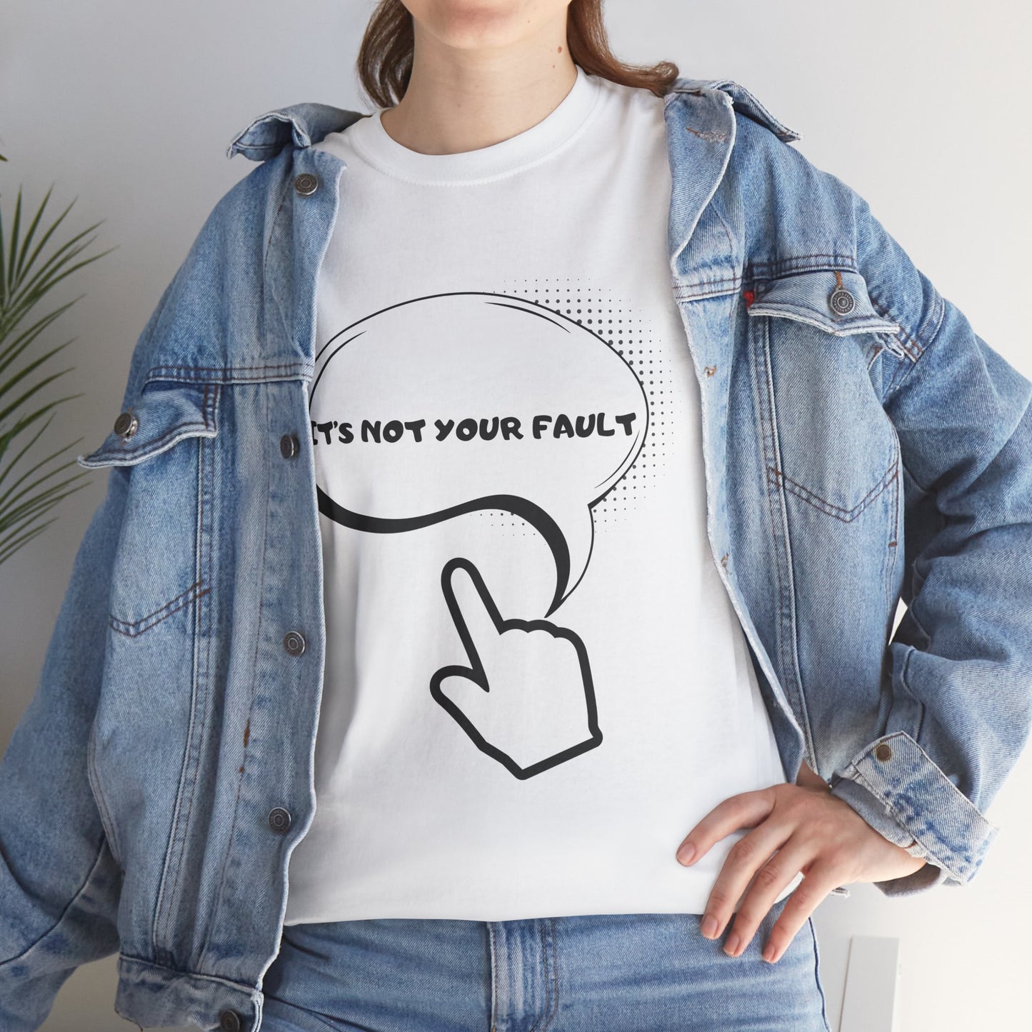 Graphic Tee — "It's Not Your Fault" Comic-Style Pointing Design