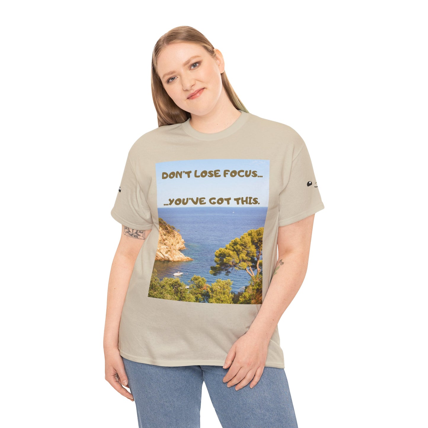 Motivational Tee — "Don't Lose Focus, You've Got This" Beach Graphic