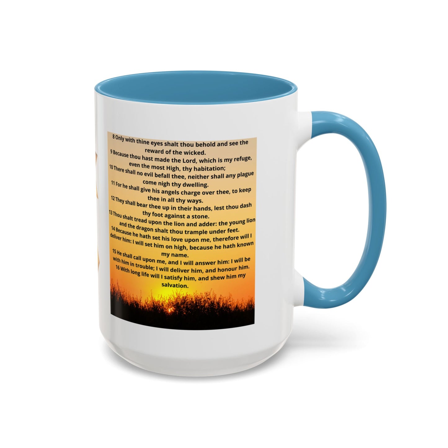 PSALM 91 Inspirational Lion Accent Coffee Mug | Motivational Gift, Scripture Mug, Unique Home Decor, Faith-Based Coffee Cup, Lion Design