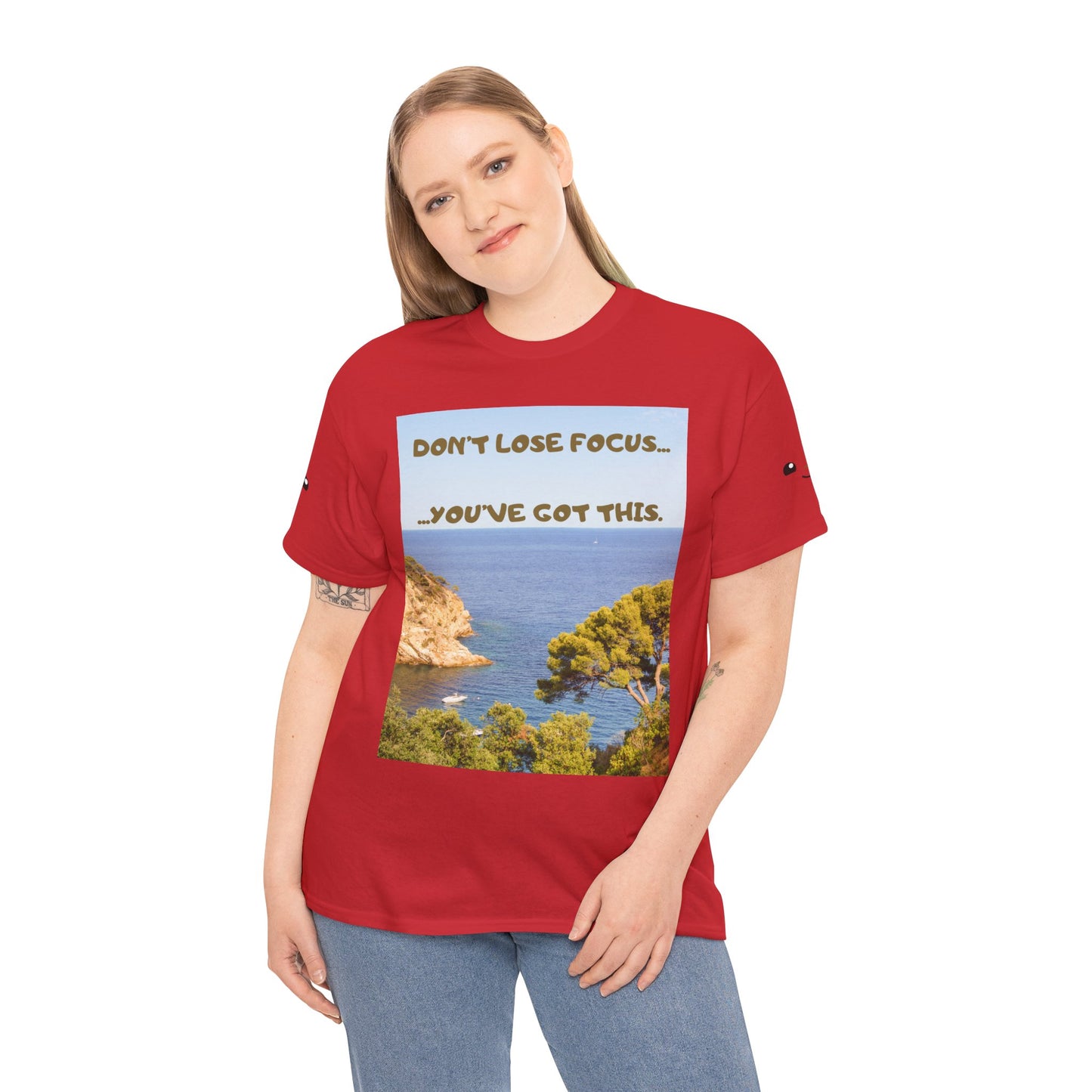 Motivational Tee — "Don't Lose Focus, You've Got This" Beach Graphic