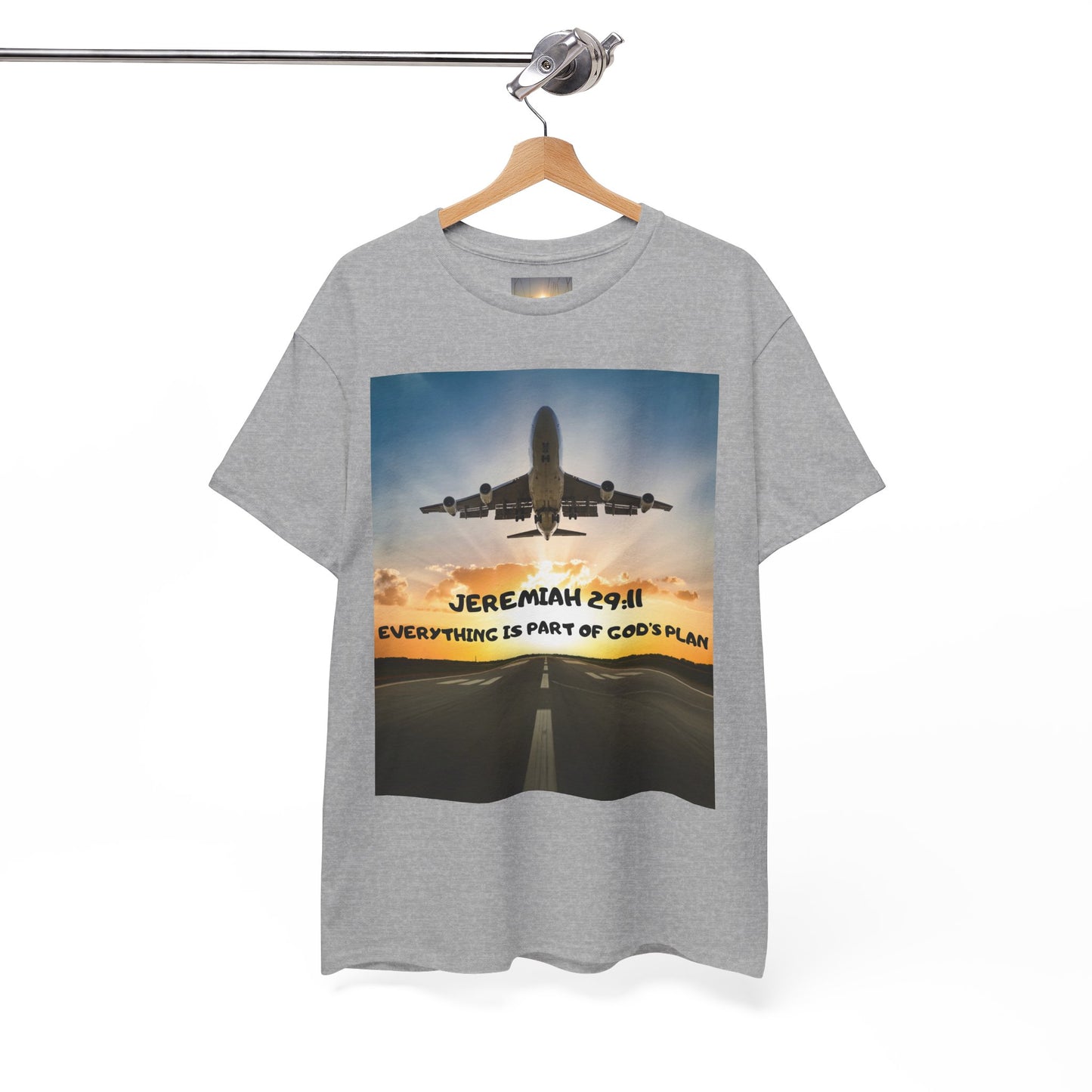 Faith Travel T‑Shirt — “Jeremiah 29:11 / Matthew 28:20” Inspirational Plane Tee