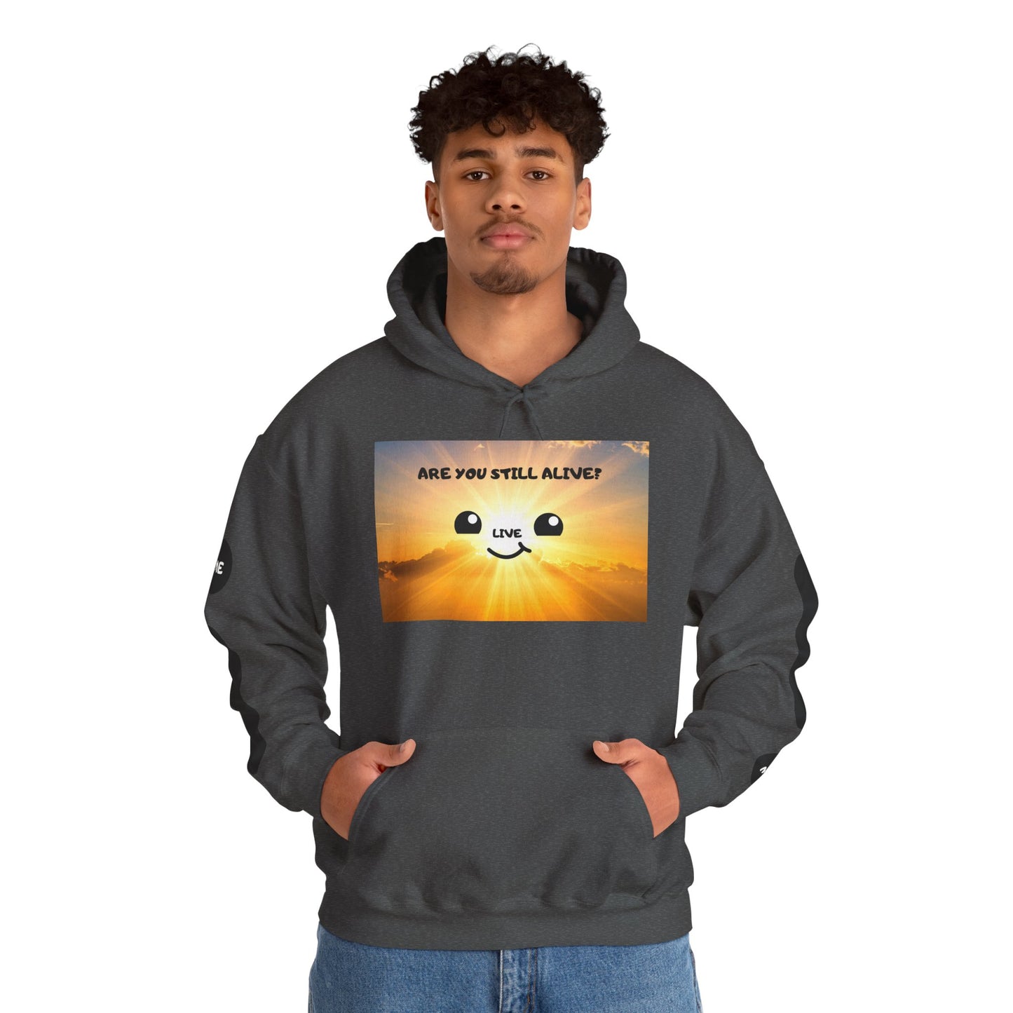 Smile Face Hoodie — "Are You Still Alive?" Sunrise Graphic Hooded Sweatshirt