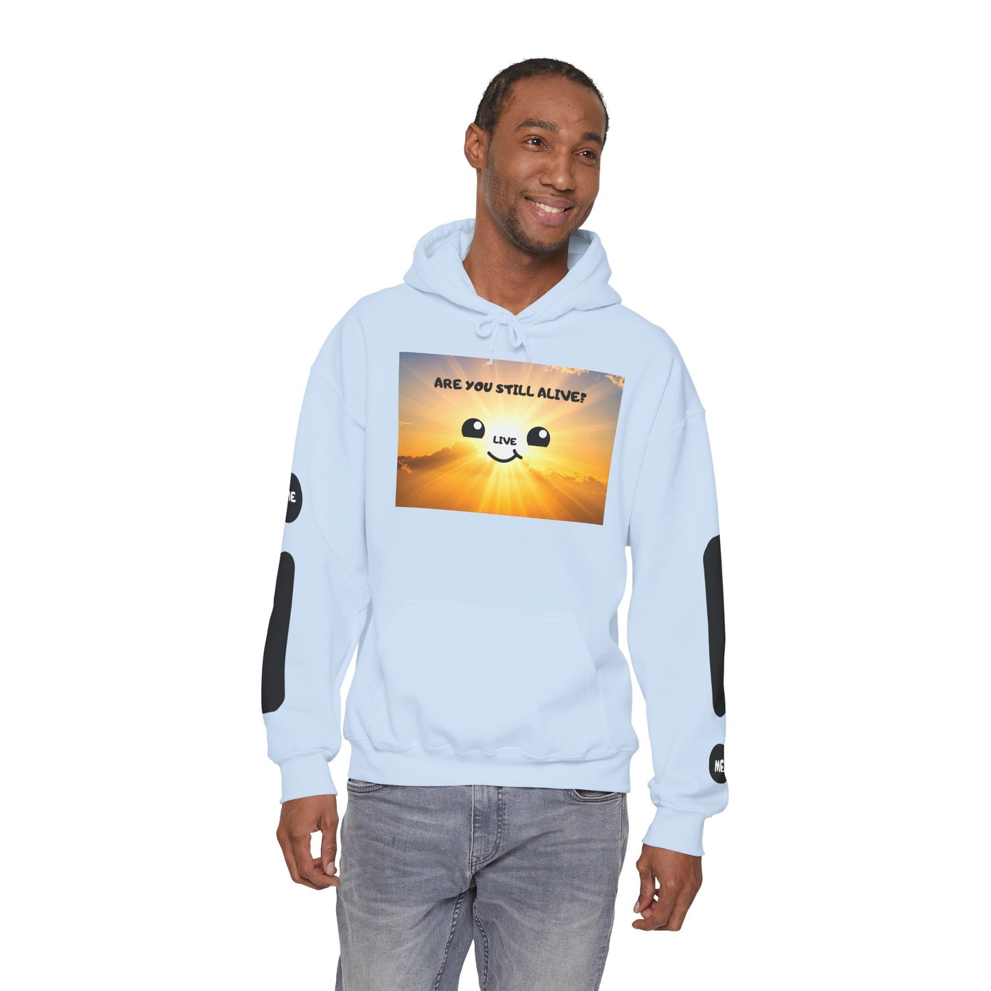 Smile Face Hoodie — "Are You Still Alive?" Sunrise Graphic Hooded Sweatshirt