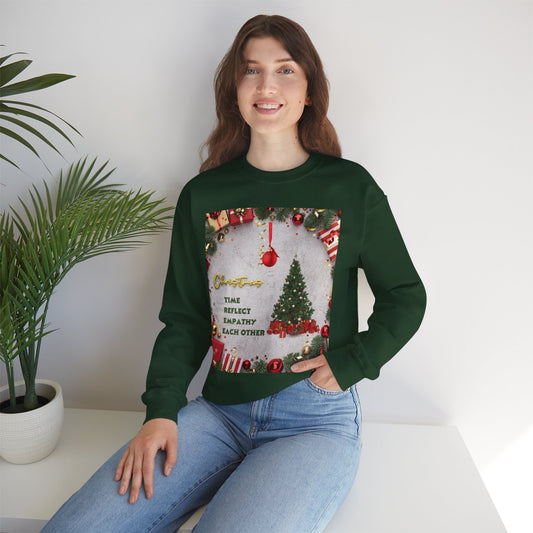 Cozy Christmas Sweatshirt - Reflect Empathy & Be A New You, Holiday Gift, Winter Fashion, Christmas Celebration, Unisex Crewneck