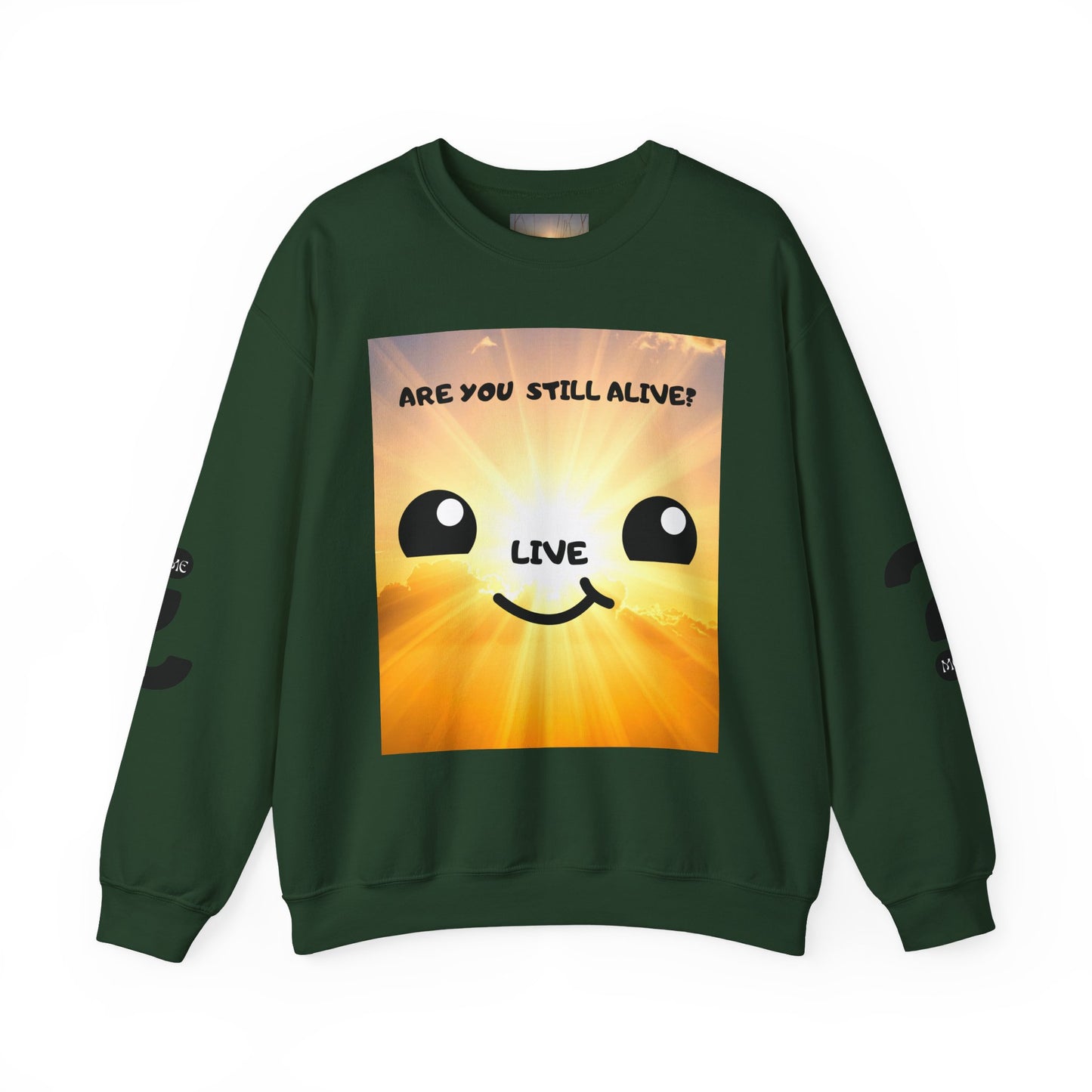 Smile Sun Sweatshirt — "Are You Still Alive?" Positive Graphic Crewneck