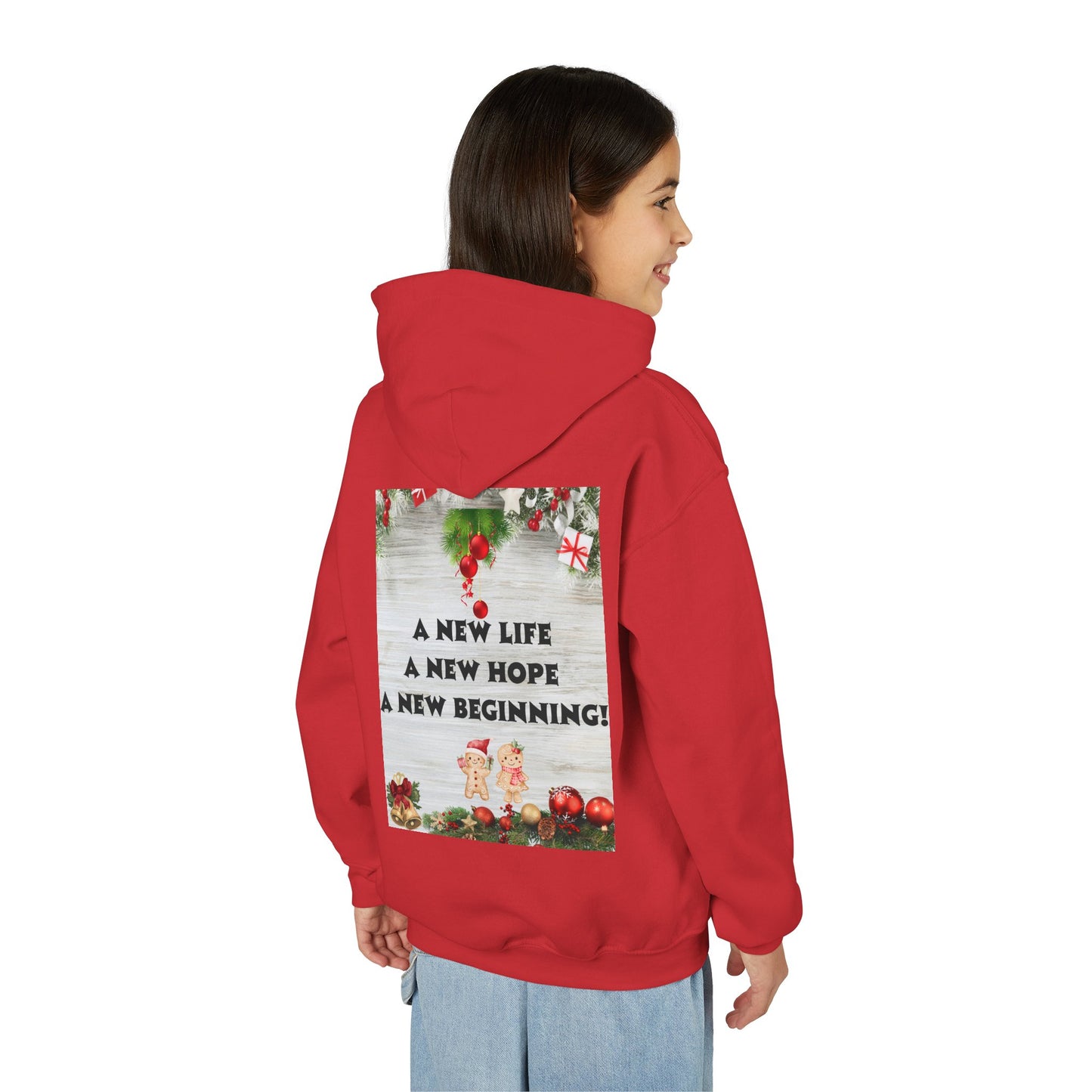 Youth Hooded Sweatshirt - Christmas Cheer, Cozy Holiday Gift, Festive Sweatshirt for Kids, Seasonal Wear, New Year Celebration