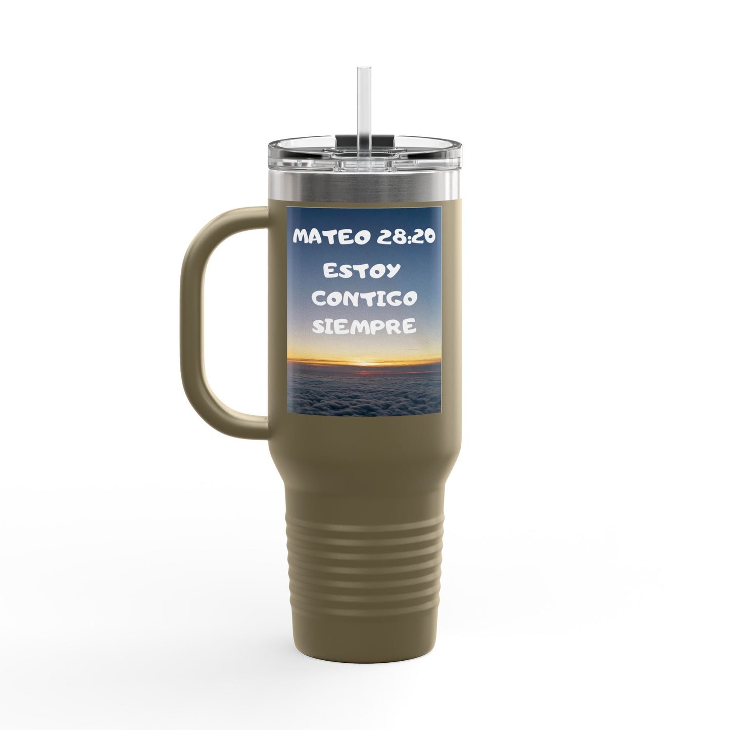40oz Insulated Travel Mug — Airplane Sunset Design with "Amen" & Jeremiah 29:11 Verse