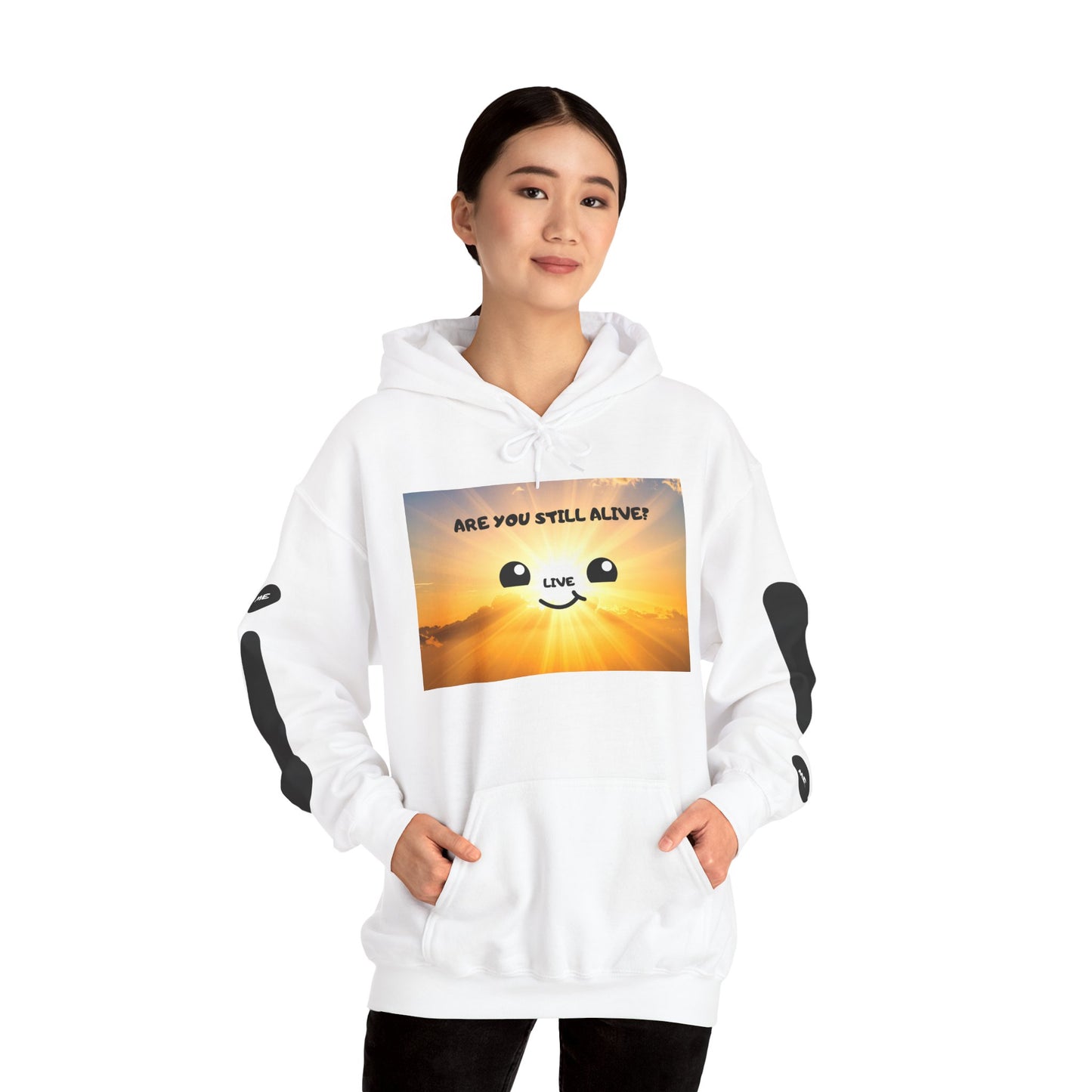 Smile Face Hoodie — "Are You Still Alive?" Sunrise Graphic Hooded Sweatshirt