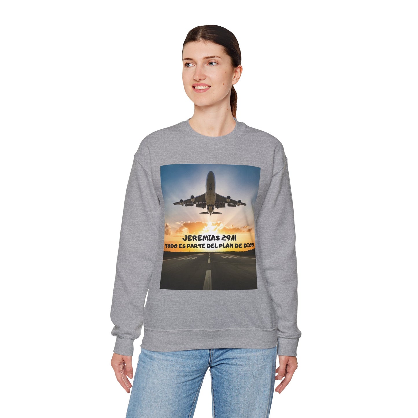 Christian Sweatshirt — Jeremías 29:11 & Mateo 28:20 Inspirational Crewneck