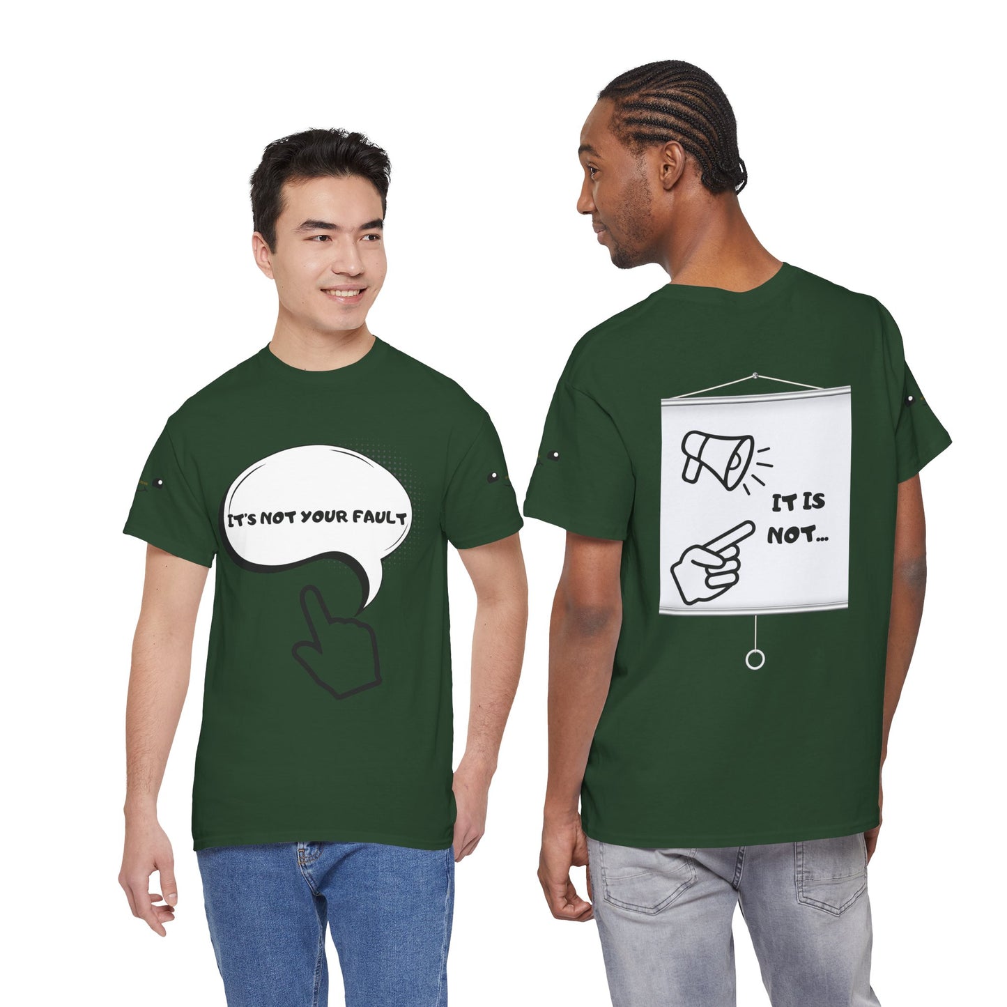 Graphic Tee — "It's Not Your Fault" Comic-Style Pointing Design