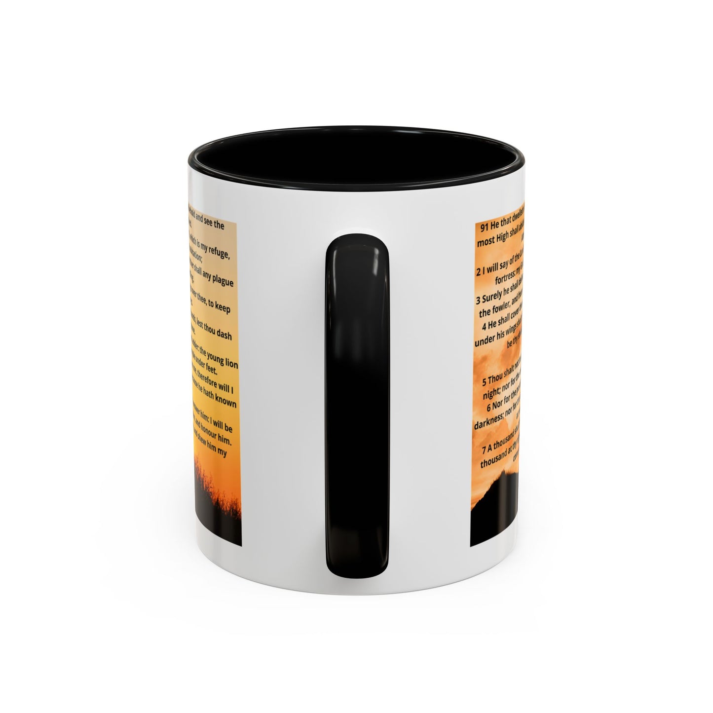 PSALM 91 Inspirational Lion Accent Coffee Mug | Motivational Gift, Scripture Mug, Unique Home Decor, Faith-Based Coffee Cup, Lion Design