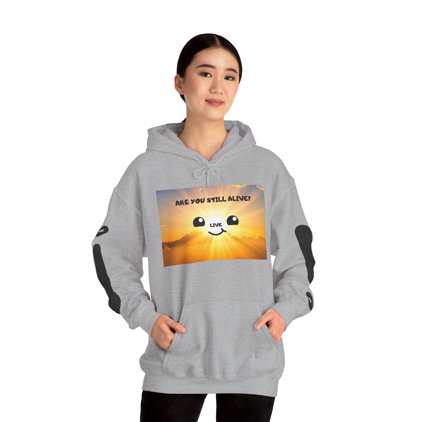 Smile Face Hoodie — "Are You Still Alive?" Sunrise Graphic Hooded Sweatshirt