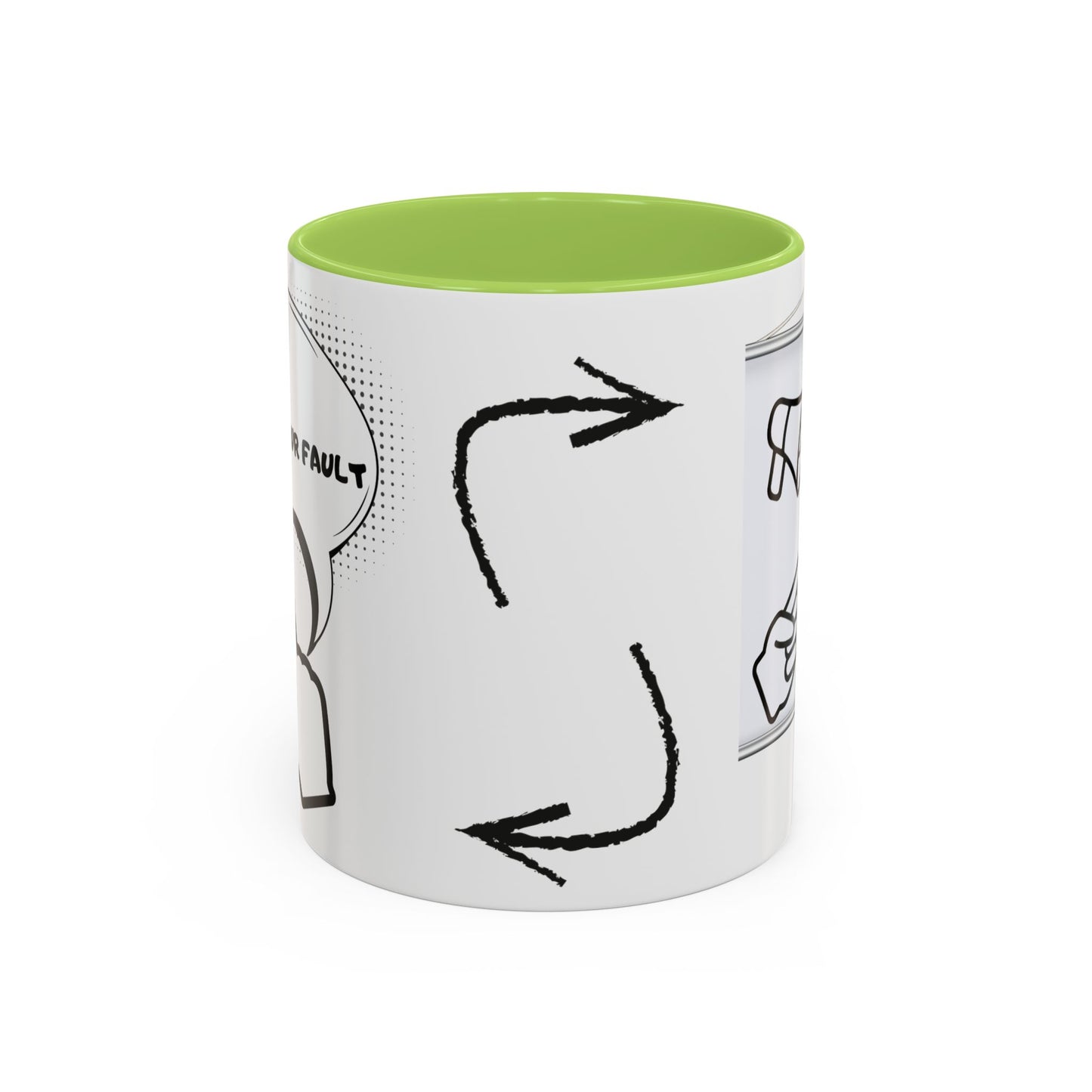 Accent Coffee Mug — Funny 'It Is Not your Fault' Doodle Cartoon Mug (11/15oz)