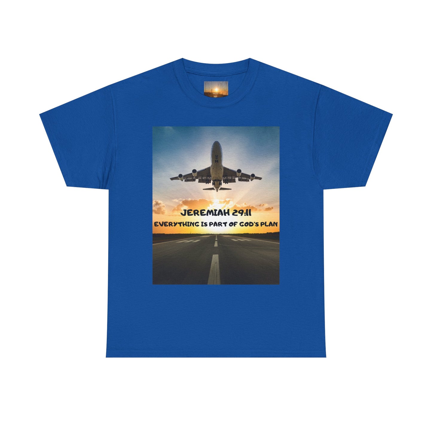 Faith Travel T‑Shirt — “Jeremiah 29:11 / Matthew 28:20” Inspirational Plane Tee